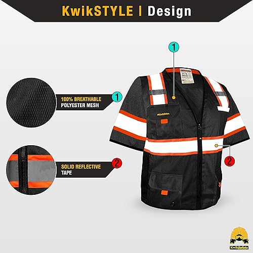Miniatura 9 de KwikSafety - Charlotte, NC - Chaleco de seguridad Clase 3 para hombres y mujeres PPE Hi Vis, reflectante ANSI OSHA