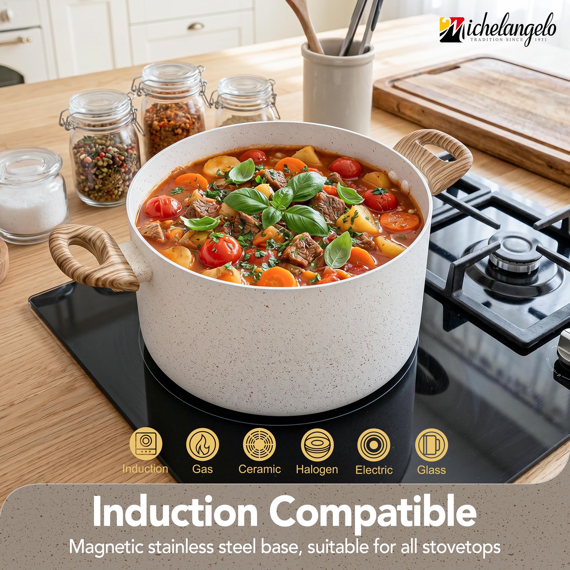 Amazon.com: MICHELANGELO Nonstick Cooking Pot - 6 Quart Soup Pot