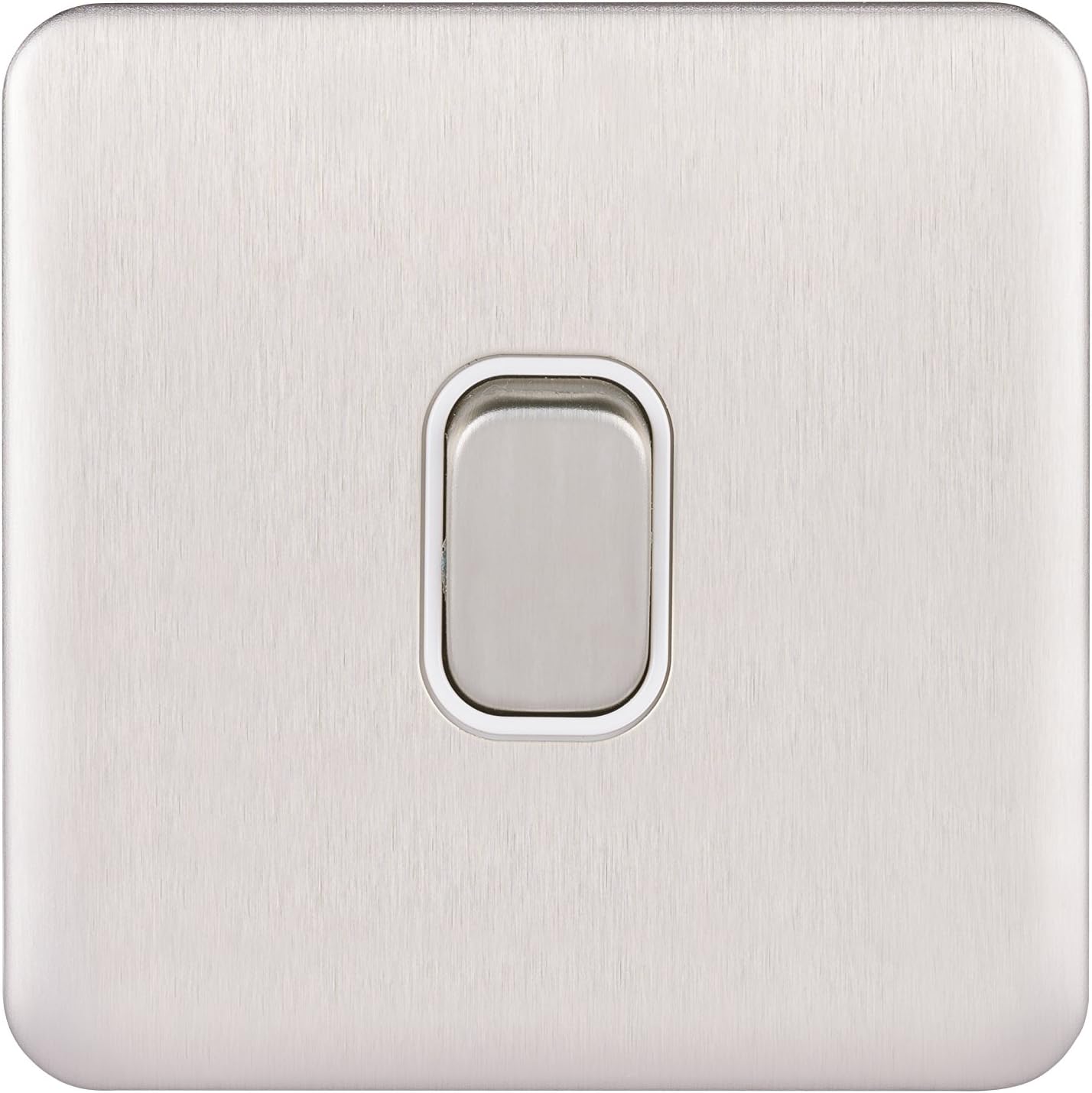 Schneider Electric, Lisse Screwless Deco - Single 2 Way Light Switch, 10AX, GGBL1012WSS Stainless Steel with White Insert