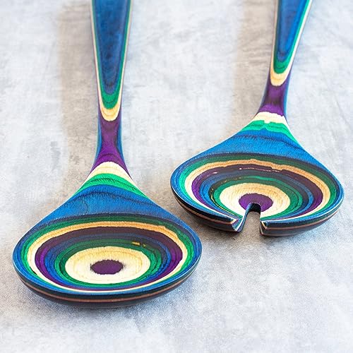 Miniatura 5 de Totally Bamboo Baltique Mumbai Collection - Juego de utensilios de madera para servir ensaladas, 11-34 pulgadas de largo, un par