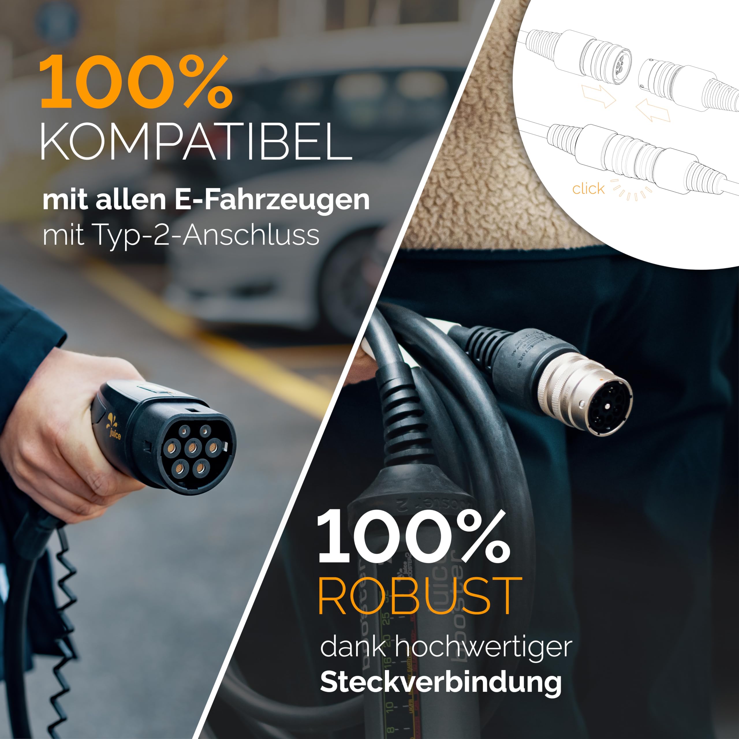 Juice Booster 3 air - Wallbox 11 kW mit App & Stromzähler, Typ 2 Ladekabel, klein, flexibel, wasserdicht & überfahrsicher, Adapter für alle Steckdosen - Made in Germany