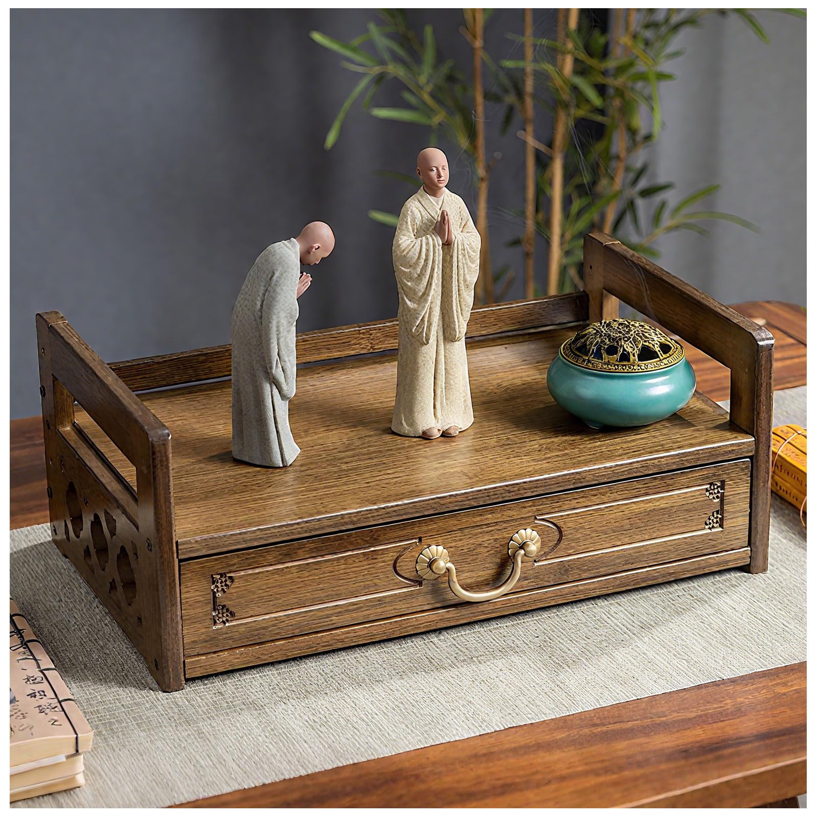 Altar de madera maciza MtaTabwith de 3 niveles para organizar santuario en casa