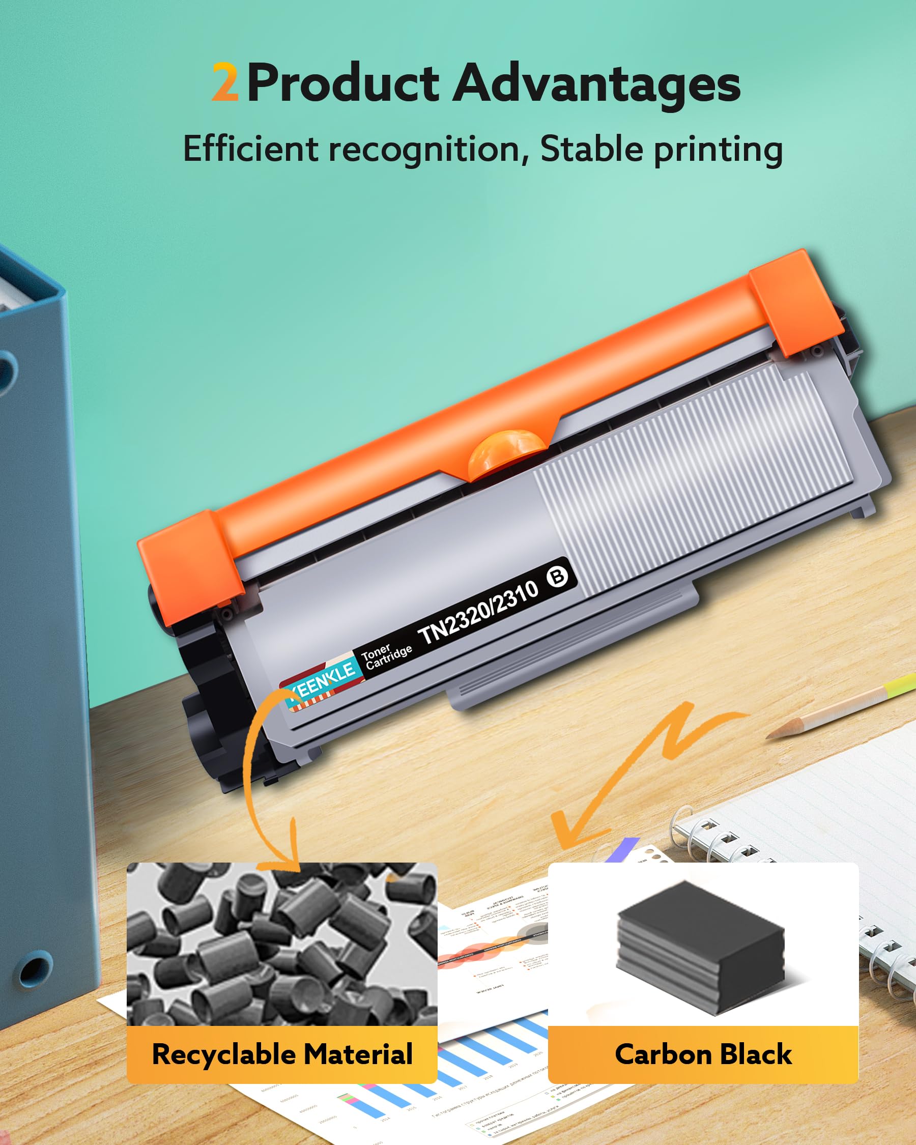 MEGOFFICE TN2320 Lot de 4 Cartouches de Toner compatibles avec Brother TN-2320 TN 2320 MFC-L2700DW L2700DN L2720DW L2740DW HL-L2340DW L2300D L2360DN DCP-L2520DW L2540DN imprimantes