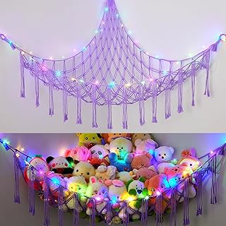 Basumee Stuffed Animals Net or Hammock with LED Light, Hanging Stuffed A...