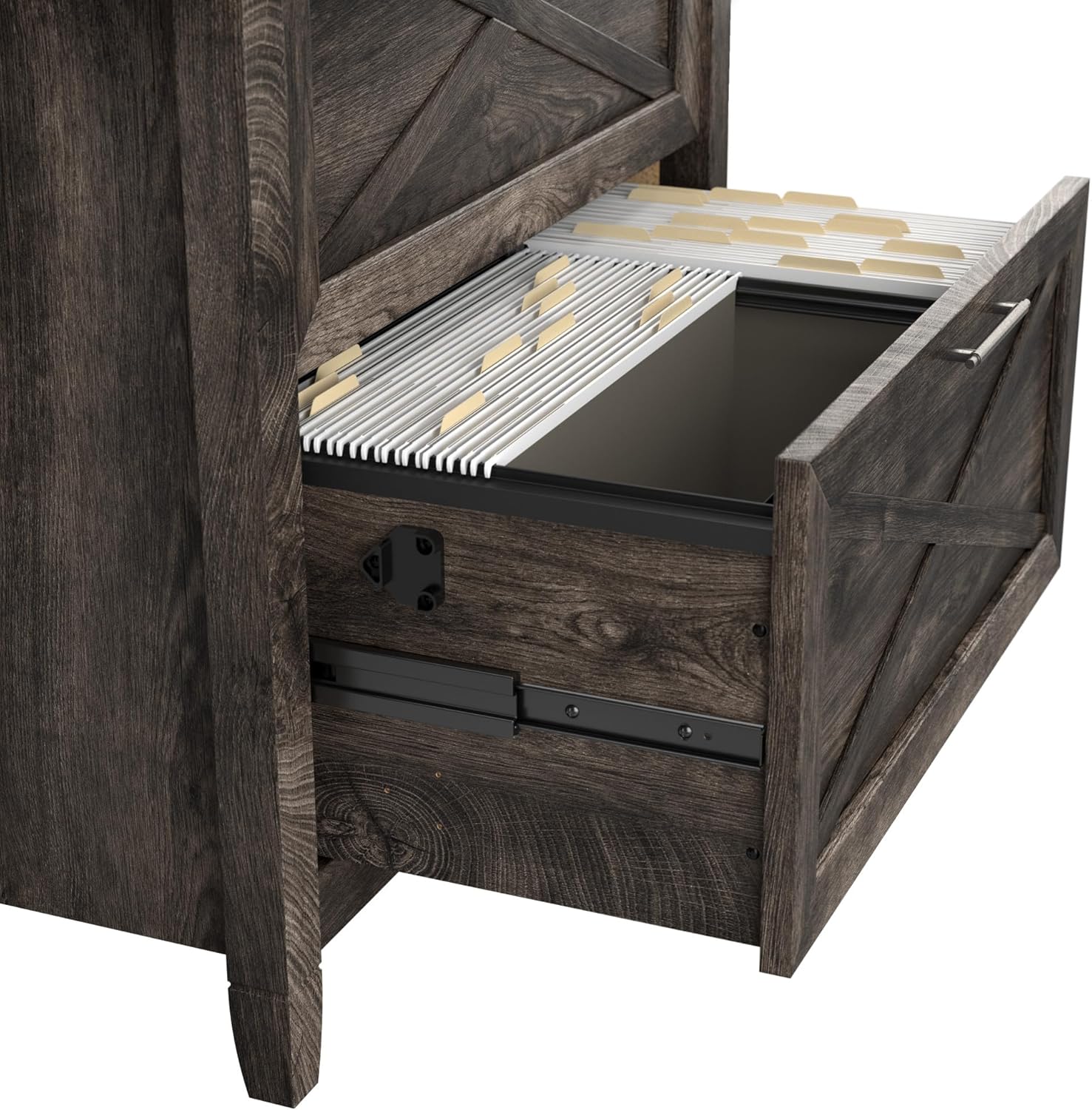 Bush Home Key West 2 Drawer Lateral File Cabinet in Dark Gray Hickory, Document Storage for Home Office, Accent Chest with Drawers