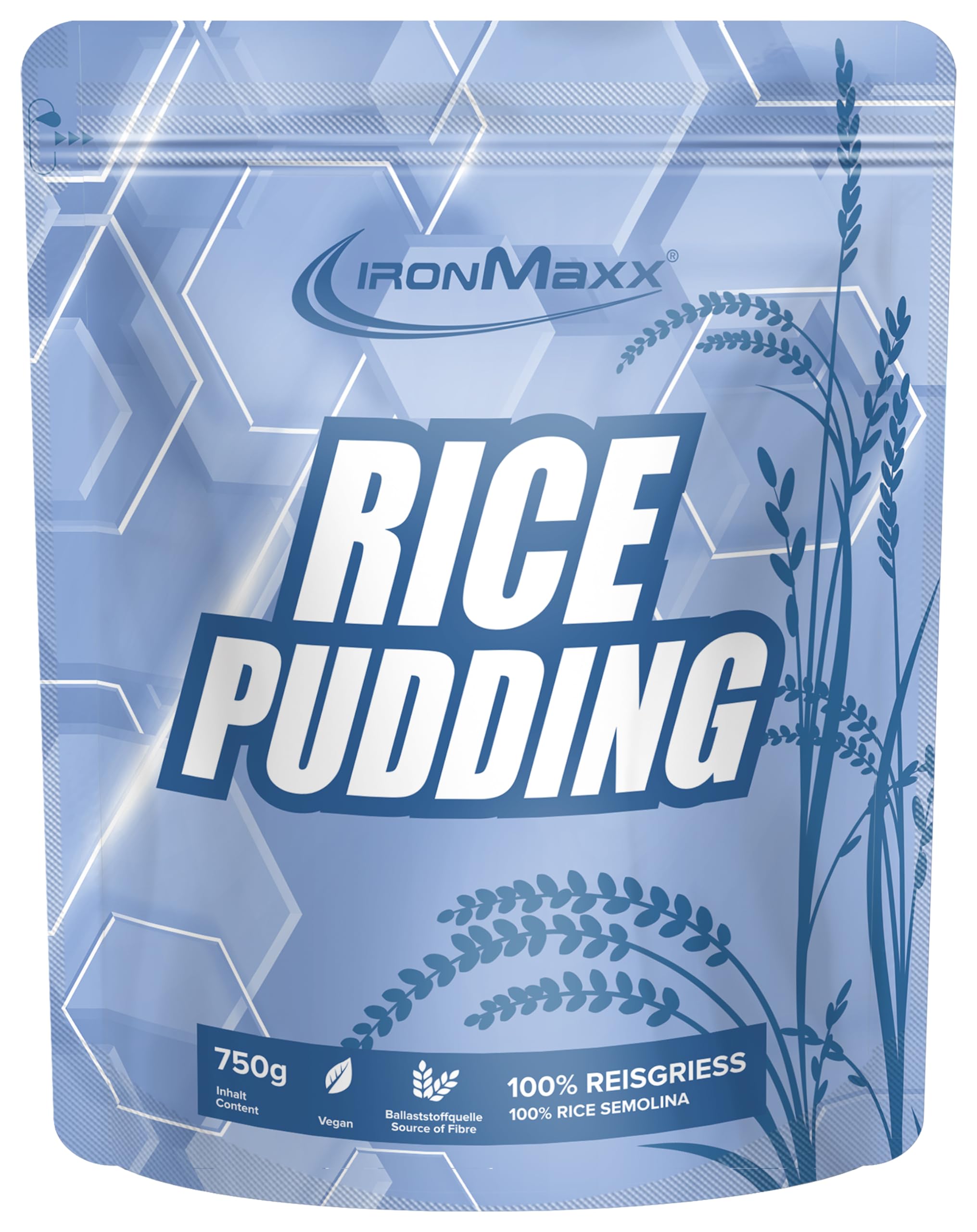 IronMaxx Rice Pudding – 750g Beutel | Hochwertiges Instant Reismehl zur Zubereitung von Reispudding | Veganer Reis Pudding als fettarme und zuckerarme Quelle für Energie