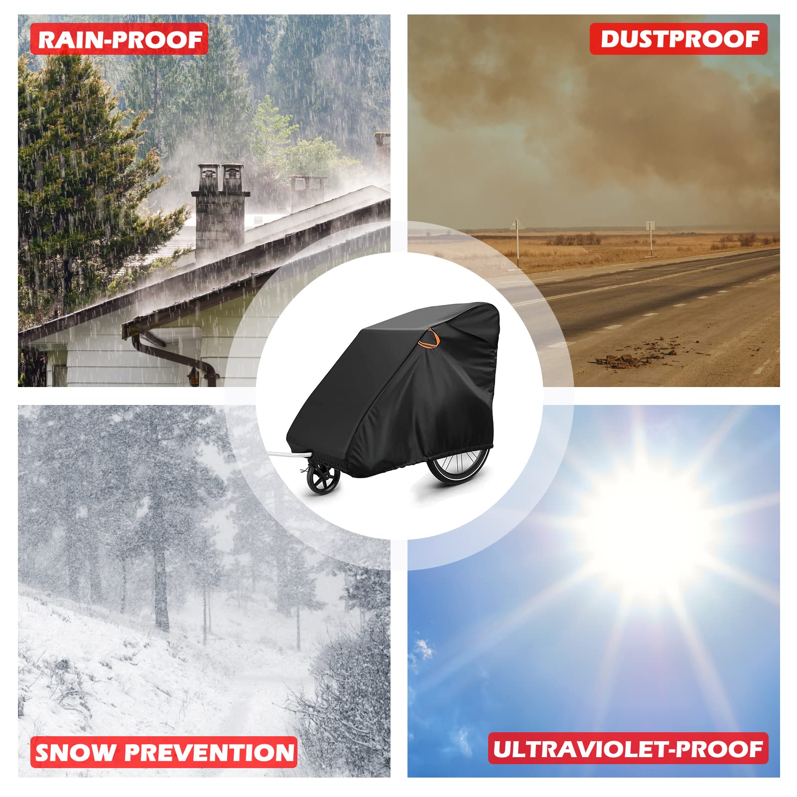 Faltgarage für Fahrradanhänger, Universell Abdeckung für Fahrradanhänger Hundeanhänger Lastenanhänger, UV-Schutz Faltgarage Fahrradanhänger, Wasserdicht Abdeckung Fahrradanhänger aus 210D Oxford