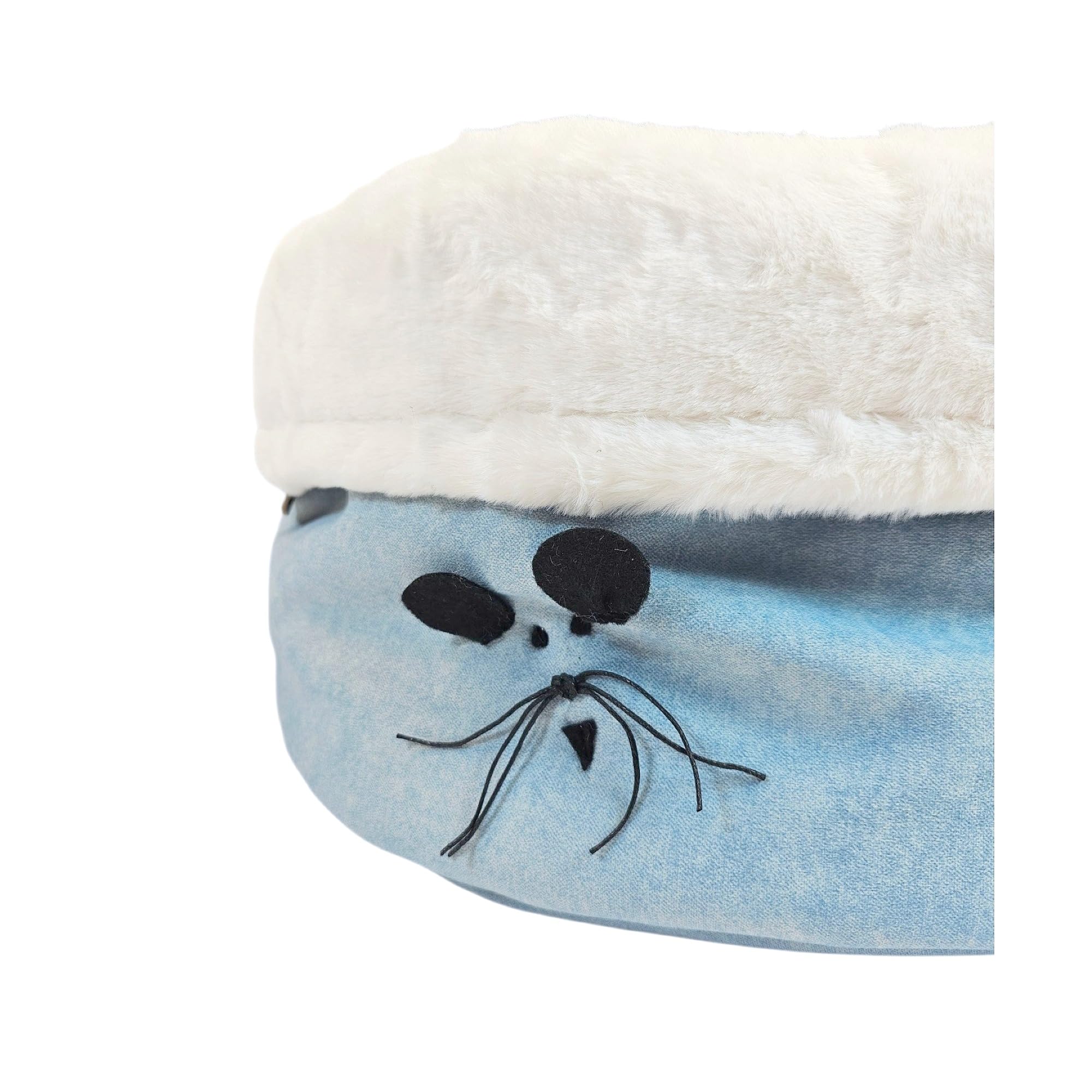 PRASKA Puffy Set – Cama y manta para gatos | Cama premium con cojín y manta | Cama suave para gatos y perros pequeños | Lavable | 50 cm | Azul