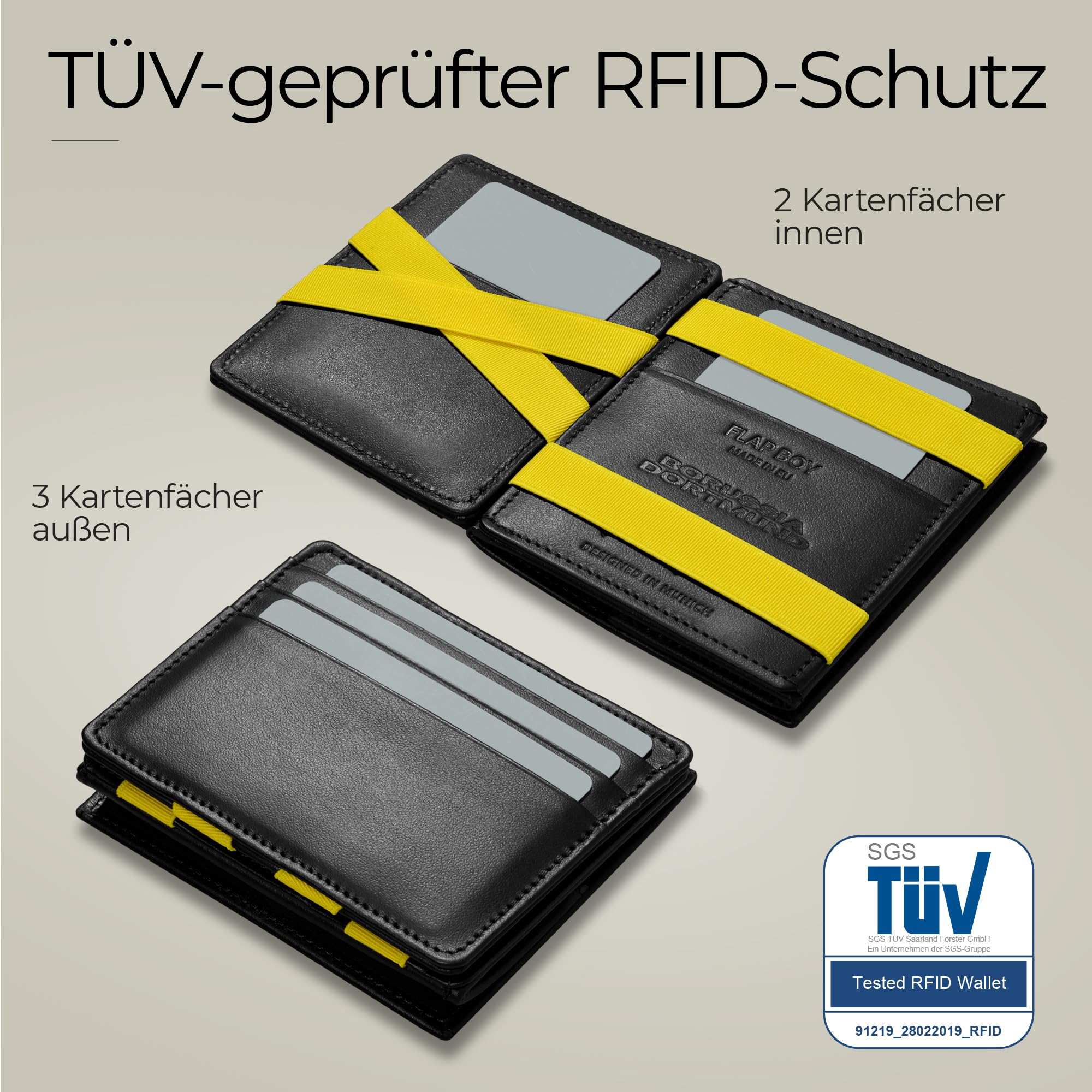 Jaimie Jacobs Borussia Dortmund X Flap Boy Magic Wallet BVB Fanartikel Geldbeutel aus Leder (Mit Münzfach)