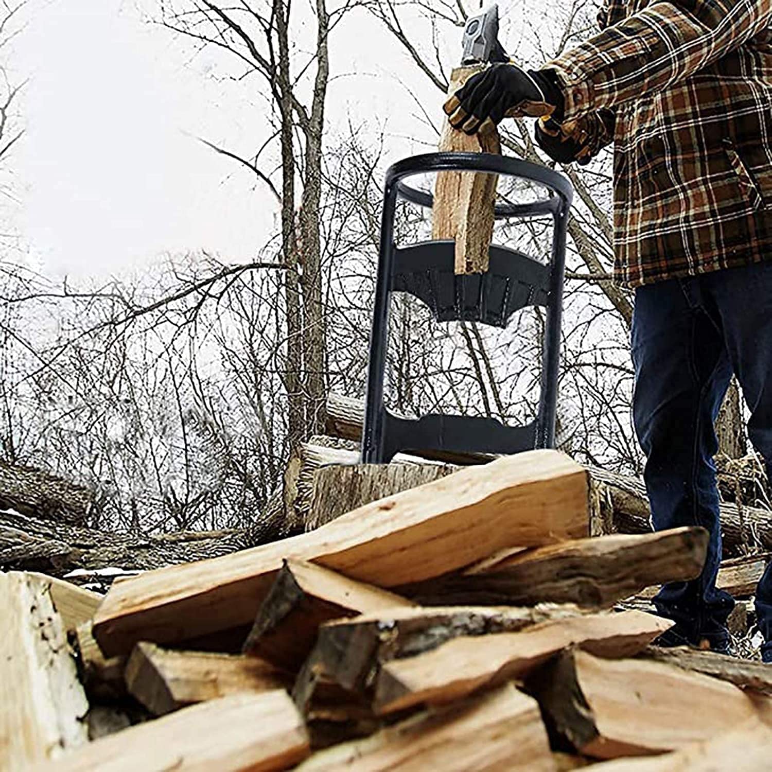 Amazon | 薪割り 薪割り機 薪割り台 手動 スチール製 キャンプ 薪割り