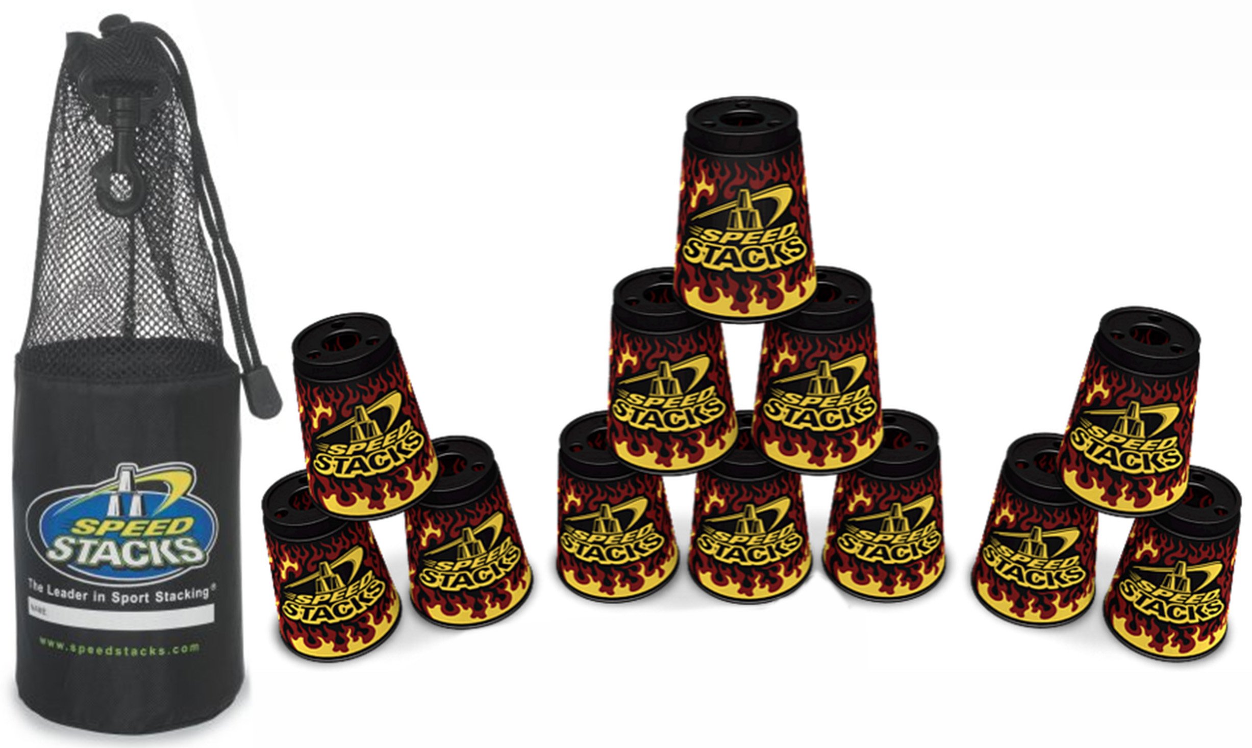 Set of 12 Competition 4" Black Flame Cups with Carrying Bag
