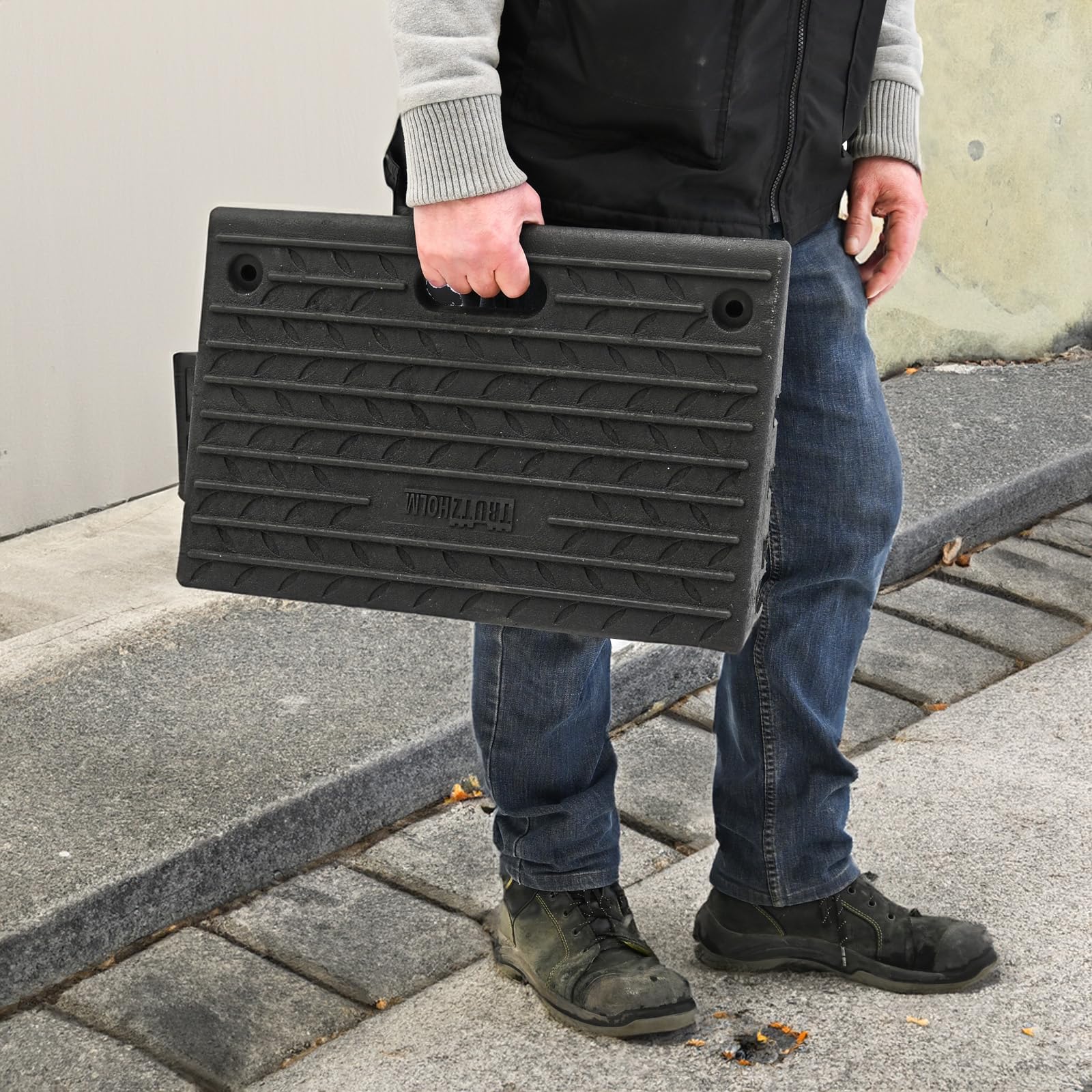 Bordsteinrampe für 10 cm Ausgleich aus Robustem Gummi - Rampe für Rollstuhl, Türschwelle, Auto, Motorrad und Bordsteinkanten - 2 Stück