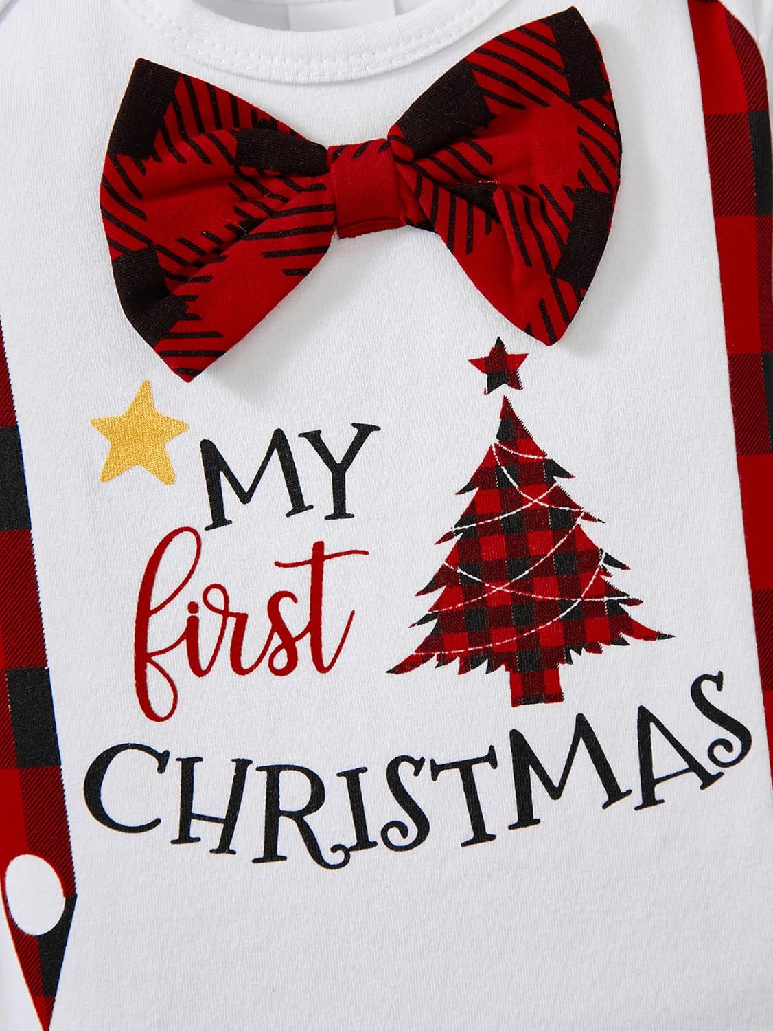 RETSUGO Newborn Baby 1st Christmas Outfit Elf Snowman Christmas Tree Romper 3pcs Set for Baby 0-24months