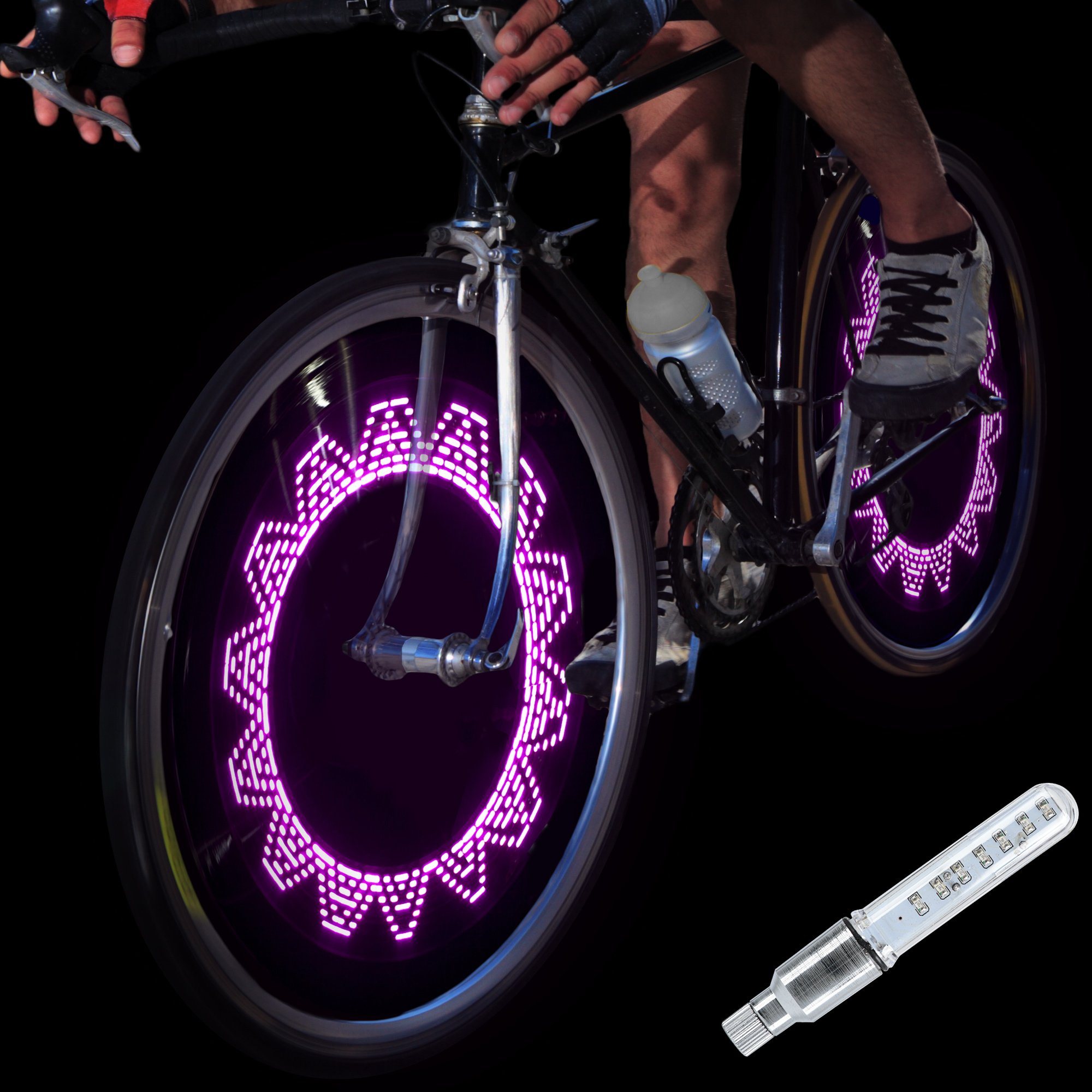 DAWAY A08 Bike Tire Valve Stem Light - LED Waterproof Bicycle Wheel Lights Neon Flashing Lamp Glow in The Dark Cool Safe Accessories, 1 Pack/ 2 Pack