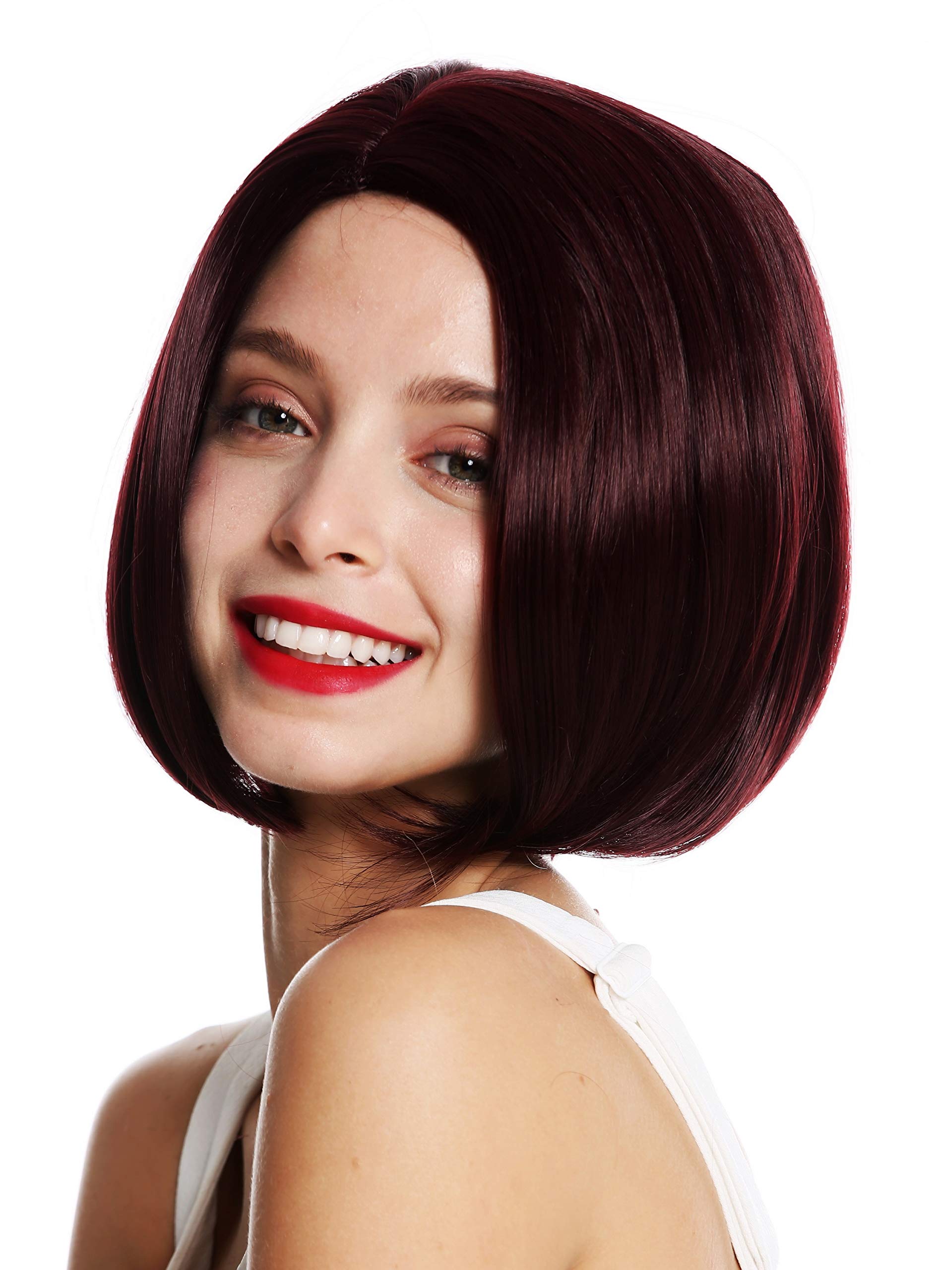 WIG ME UP - VK-54-99J quality women's wig short long bob parting sleek bordeaux red, aubergine-coloured, Length: approx. 25 cm - Image 3