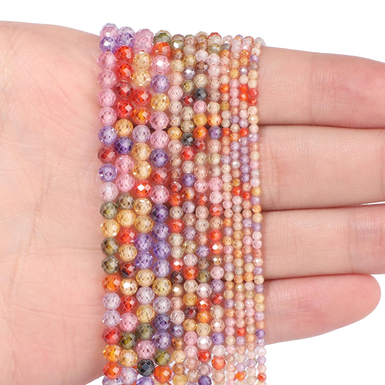 2mm 180pcs Natural Rainbow Zircon Stone Beads, Songxi Small Faceted Round Loose Gemstone Jewelry Making, DIY Art and Craft, Bracelet Necklace (1 Strand)