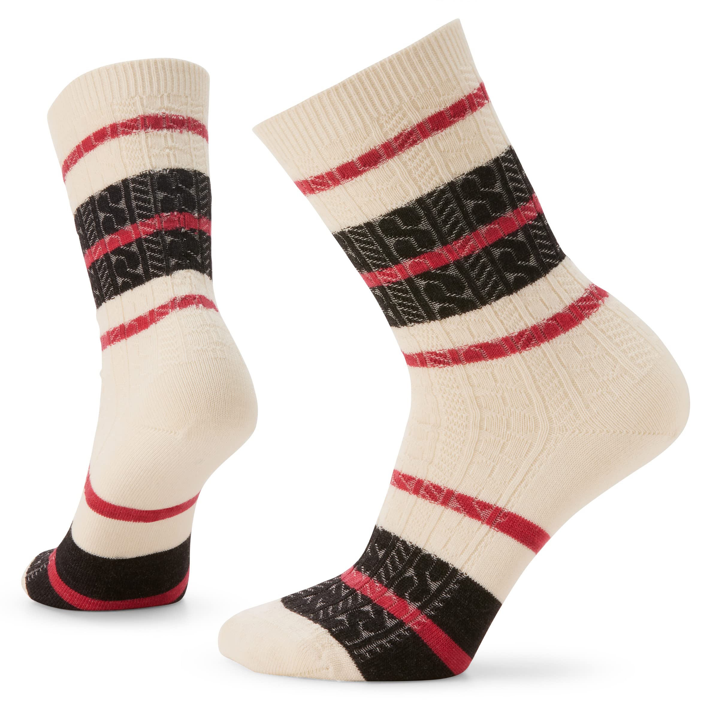 Smartwool Everyday Striped Cable Crew Socks Natural SM (Women's Shoe 4-6.5)