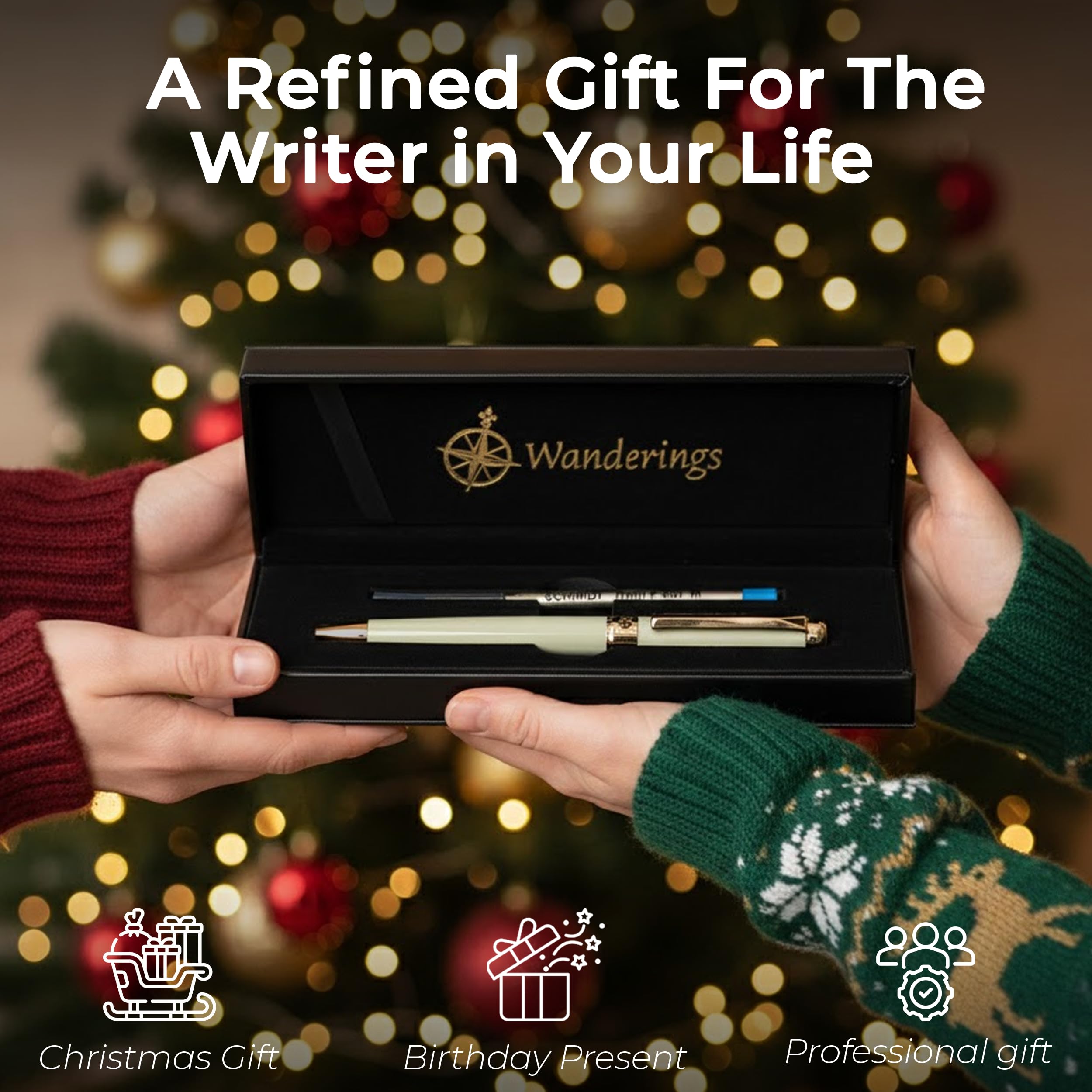 Premium Rollerball Pen with German Ink Perfectly Balanced for a Superb Writing Experience 24K Gold Plated Green Soft — view 4
