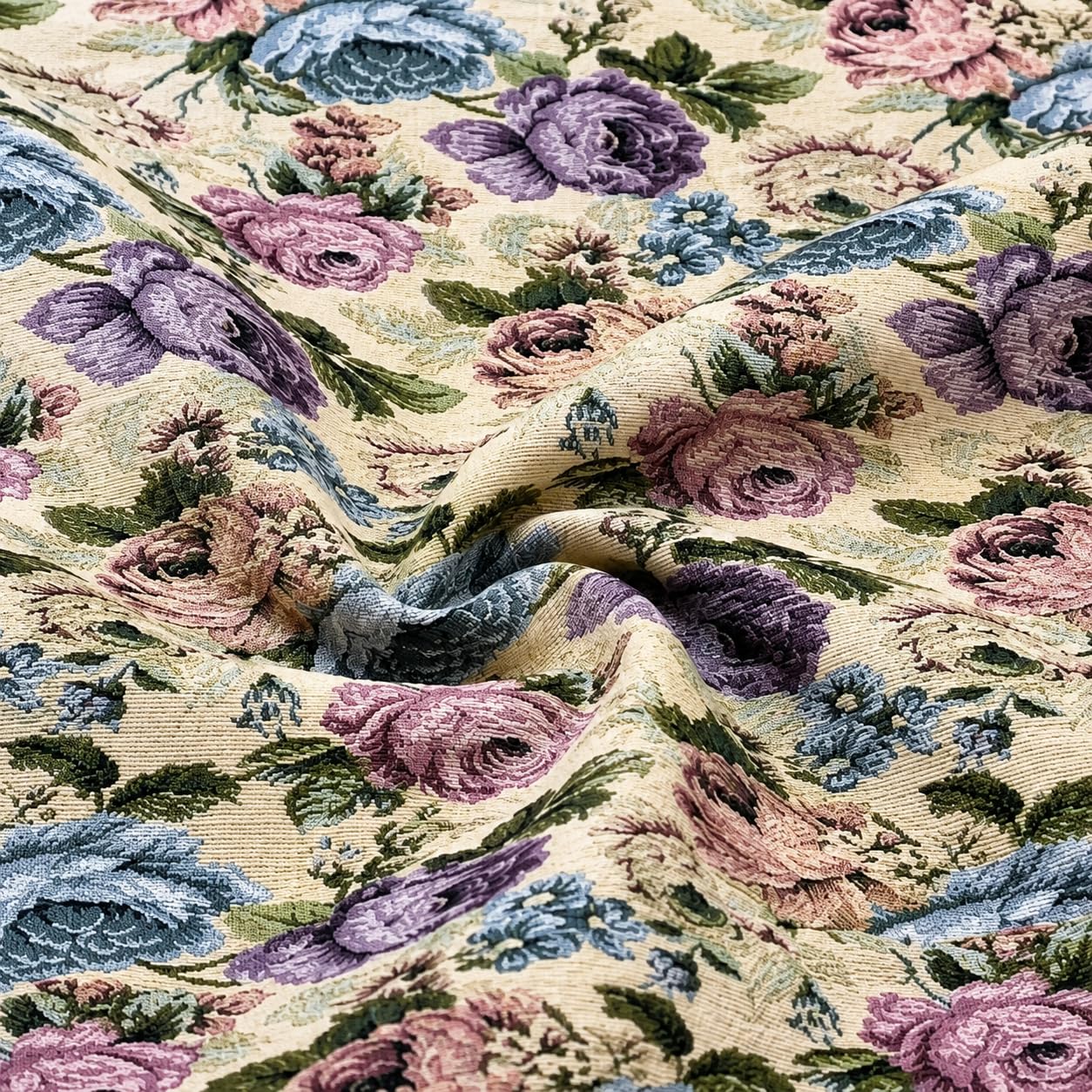 Floral Jacquard Upholstery Fabric by the Meter (1 Meter) | Premium Woven Brocade Fabric for Sofa, Cushion Covers, Curtains, Chair Upholstery, Headboard, DIY Craft & Home Decor | Heavy Duty Woven Tapestry, Vintage Multicolour Design, Sofa, Cushion & Curtains, DIY Craft & Home Décor, Sold by the Metre-picture-24