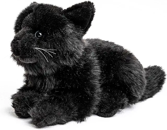 Peluche Chat Noir Couché 20 cm - Doudou Chaton Réaliste - Uni-Toys