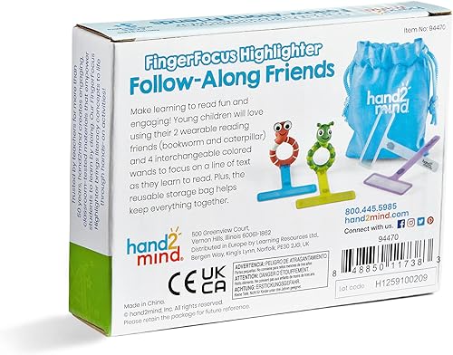 Miniatura 10 de hand2mind FingerFocus - Resaltador para amigos de seguimiento, tiras de lectura guiada, rastreador de lectura, superposiciones de color para