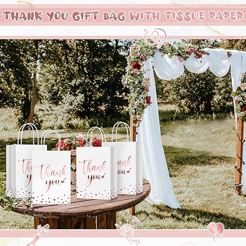 Miniatura 6 de PerKoop 60 bolsas de regalo de agradecimiento a granel de papel dorado con asa para negocios, compras, bodas, baby shower, recuerdos de fiesta (oro