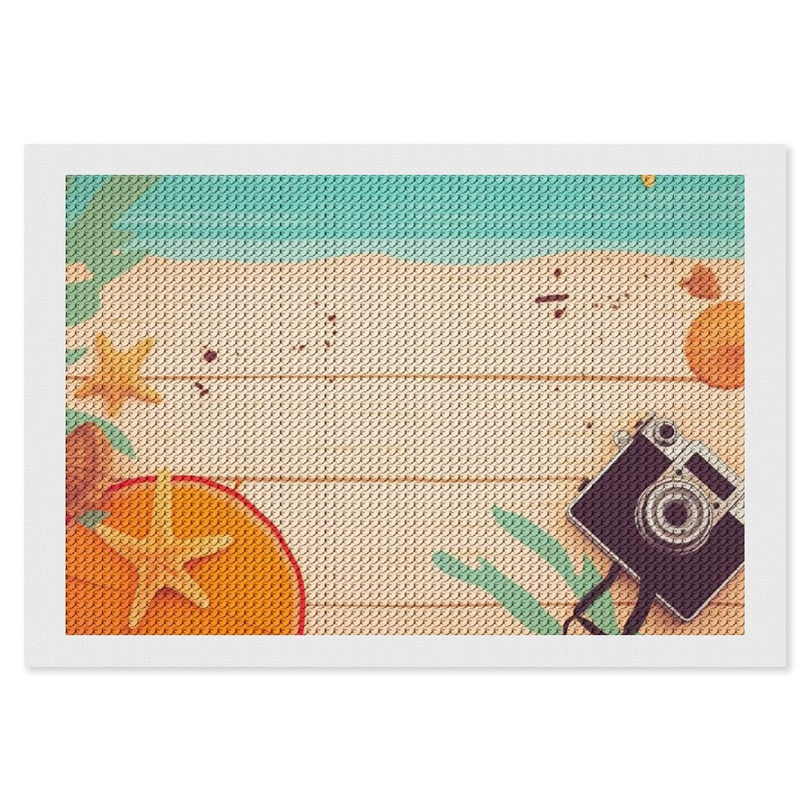 Summer Background Diamond Art Kits for Adults, DIY 5D Diamonds Painting Kits for Beginner, Round Full Drill Diamond Dots Painting, 8"x12" Diamonds Pictures Gem Art and Crafts Wall Decor