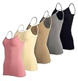 5 Pack: Women's Ribbed Spaghetti Strap Camisole Seamless Tank Top