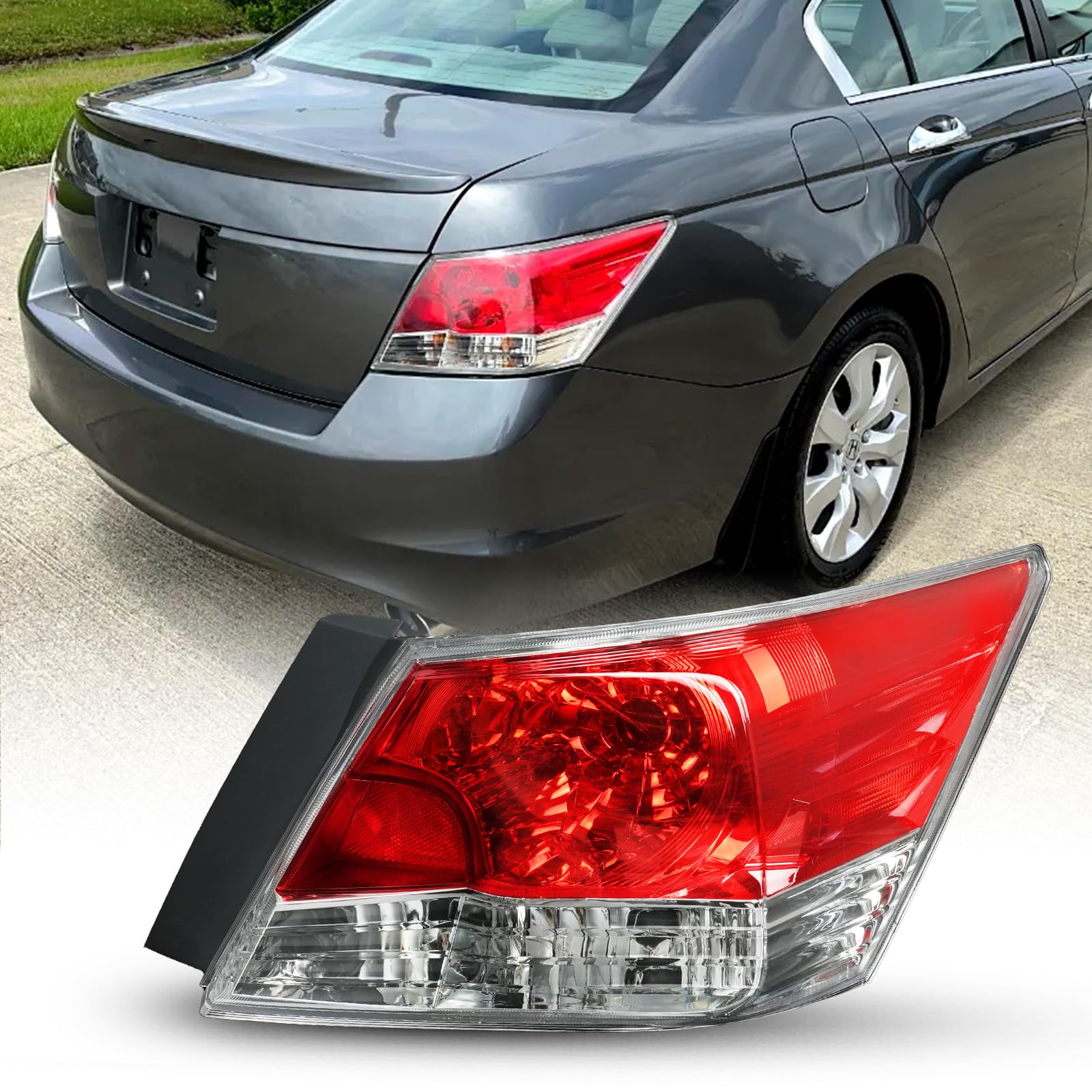 autoone honda accord tail lights compatible with 2008 2009 2010 2011 2012, honda accord tail light assembly right, passenger side, rear factory oem, without bulbs