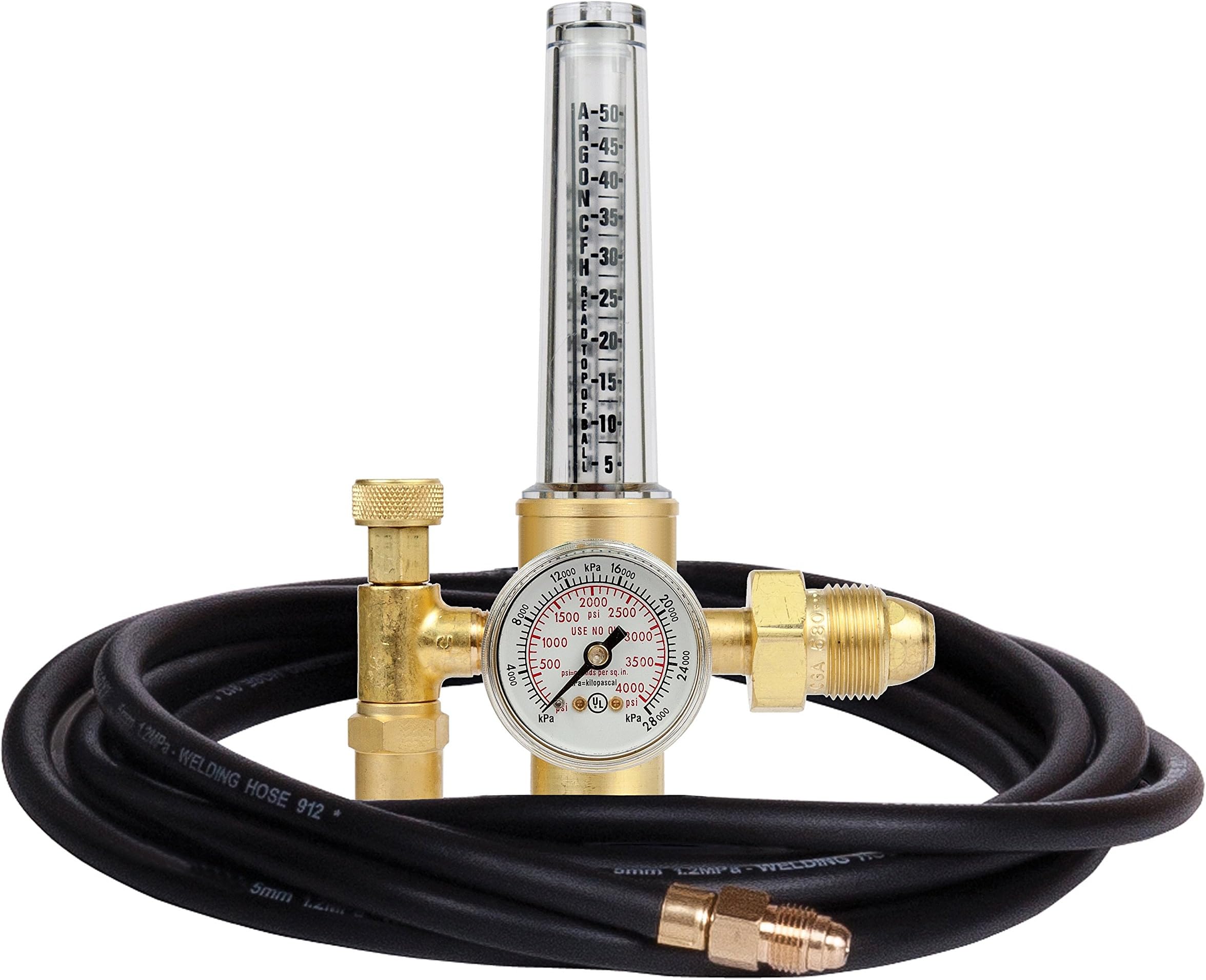 Victor Technologies 0781-2743 HRF-1425-580 Light Duty Flow Meter Cylinder Nitrogen/Argon/Helium Regulator with 10' Hose, 50-38 SCFH Flow Range, 25 psig Outlet Pressure