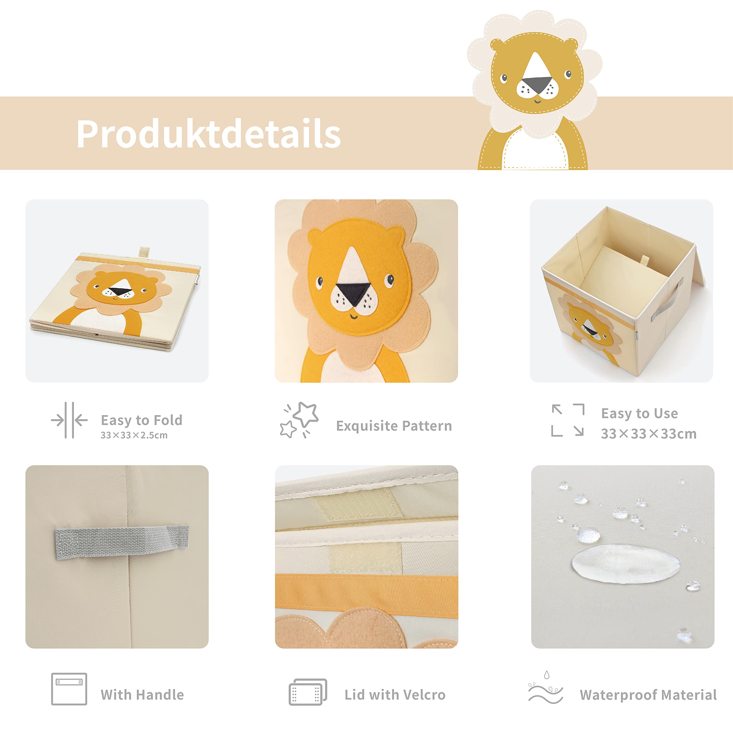 Portagiochi Pieghevole Con Coperchio - 33x33x33 Cm, Design Orso - Foto 8