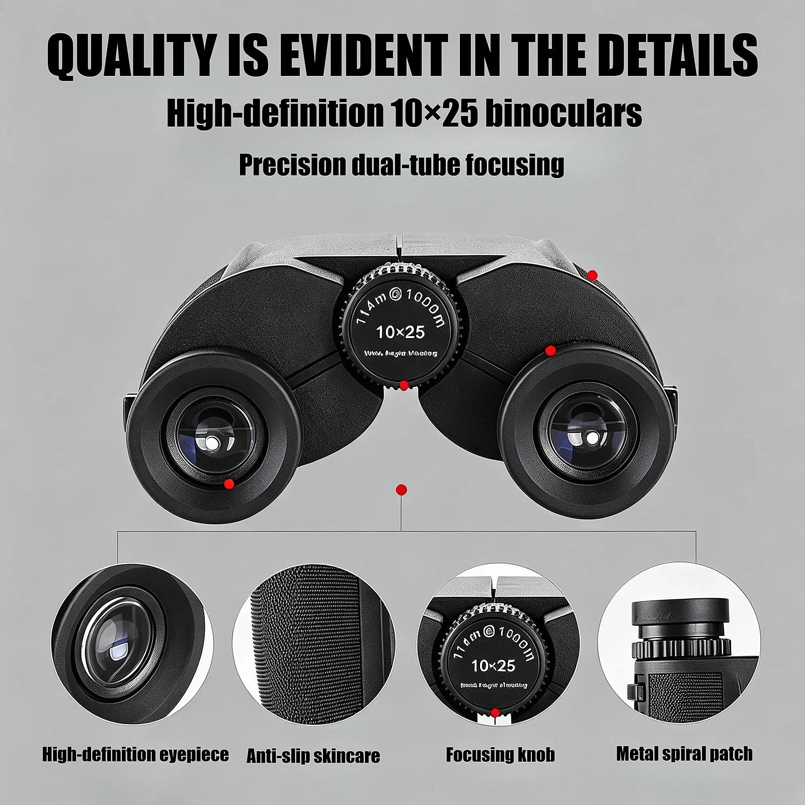 Binocolo 12x25 ad alto ingrandimento ad alta definizione ideale per uso esterno escursionismo campeggio birdwatching osservazione eventi sportivi
