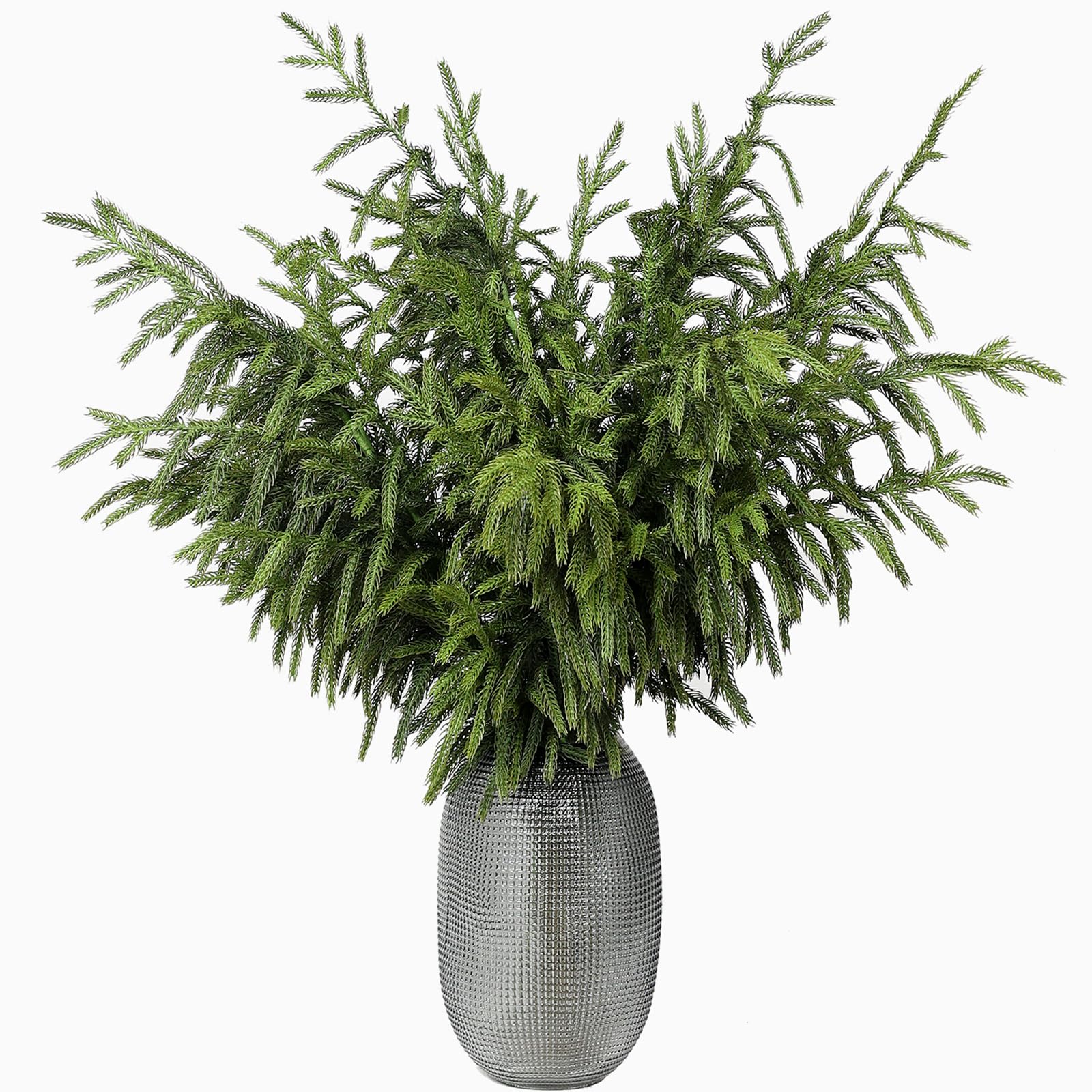 Real Touch Norfolk Pine Branch - 36" Artificial Christmas Green Plants Branches Faux Greenery Stem Fake Pine Picks for DIY Crafts Garland Wreath Xmas Indoor Outdoor Home Decor (4 Pcs)