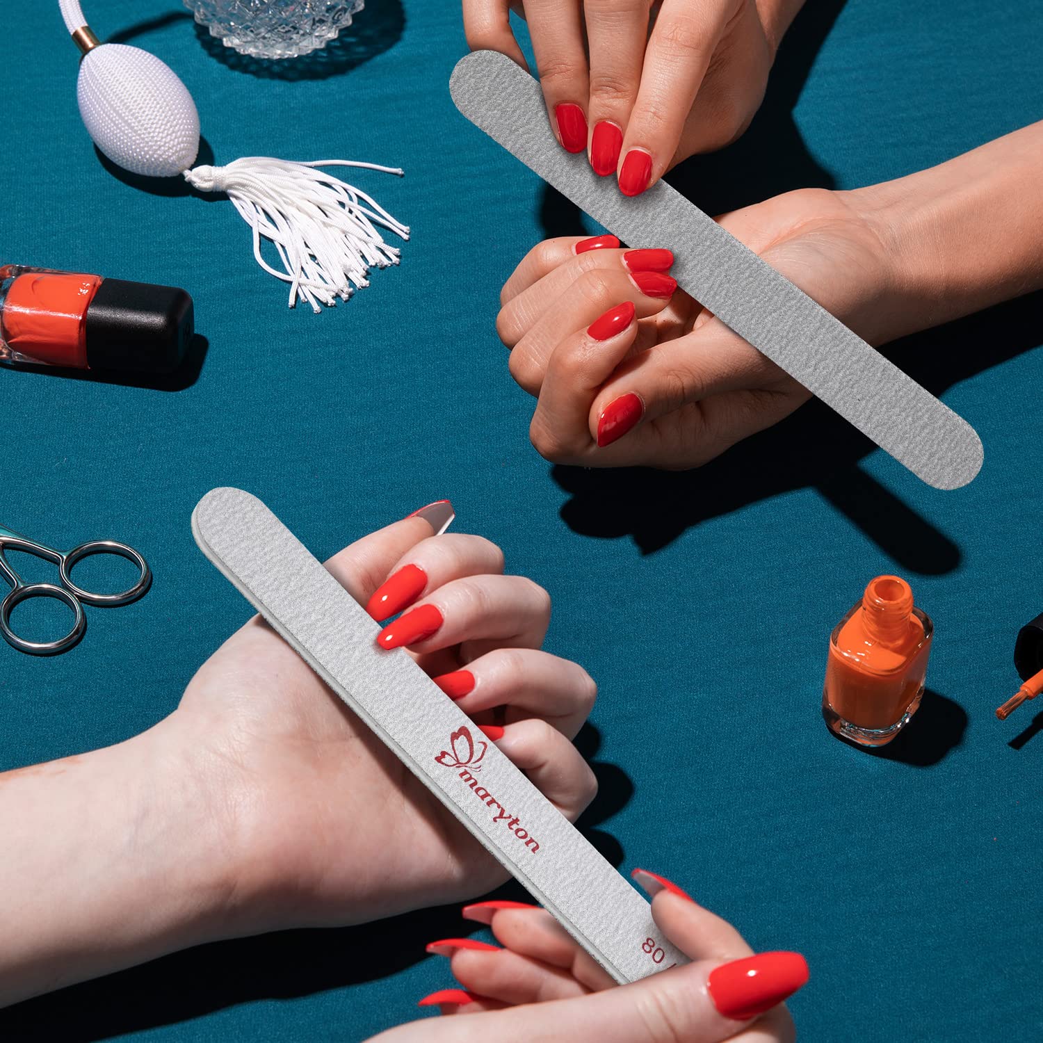 MARYTONLima de uñas para gel de extensión de uñas y uñas acrílicas de doble cara de esmeril Junta de limas de uñas Set de herramientas de manicura (20 unidades), Gris,