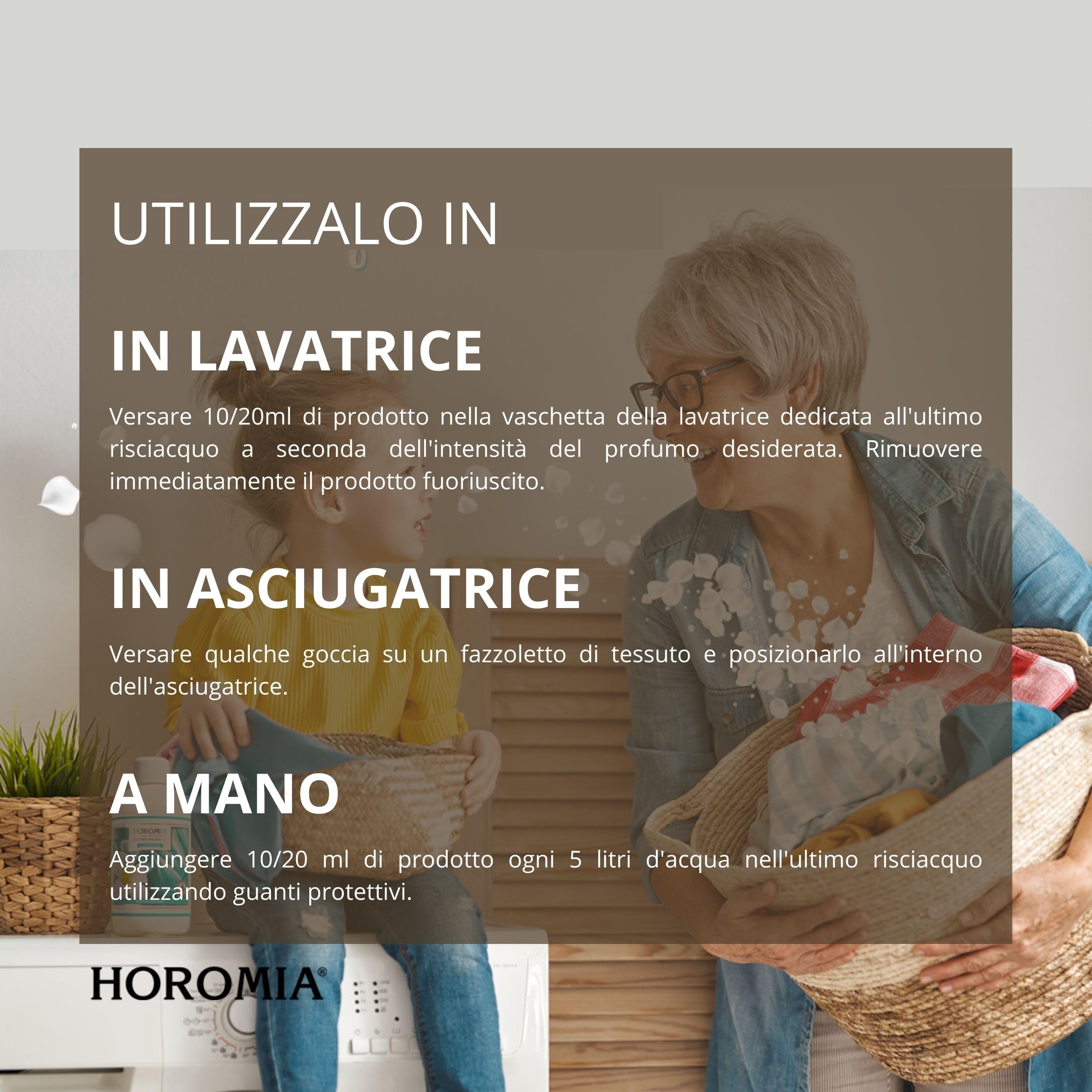 HOROMIA Profumo per Bucato Fresh Cotton 500ml - Profuma Bucato per Lavatrice e Asciugatrice