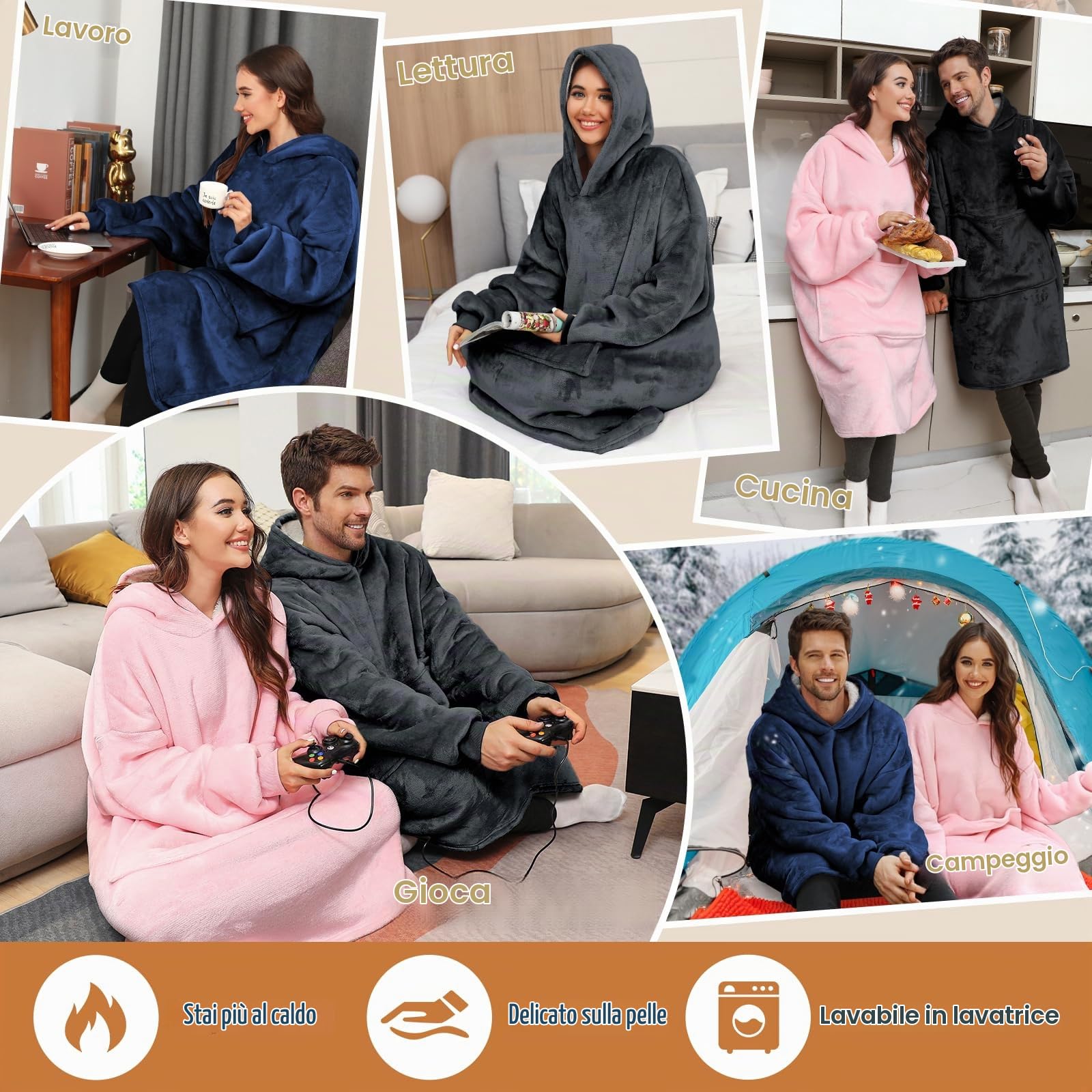 Yuson Girl Felpa con Cappuccio Oversize Unisex Coperta con Cappuccio