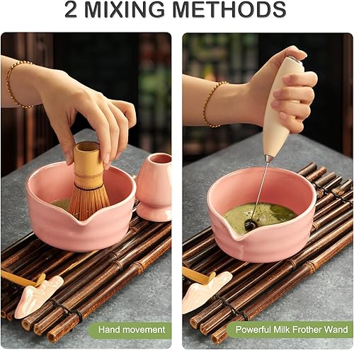 Miniatura 4 de FEXIA Juego de batidor y espumador de matcha de 6 piezas, incluye tamiz matcha, batidor de bambú (chasen), soporte para batidor, cuchara, cuchara,