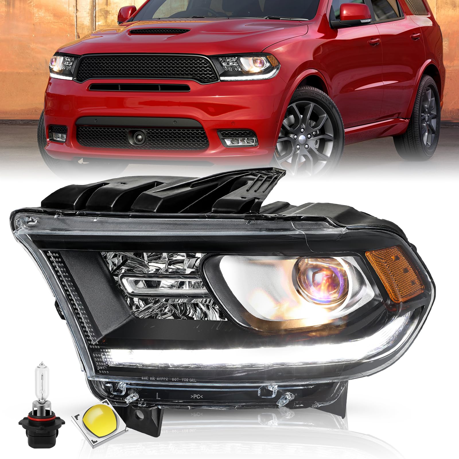 ヘッドライトアセンブリ 2016-2020 ダッジデュランゴヘッドランプ助手席側ハロゲン用 Headlight Assembly For 2016-2020 Dodge Durango Headlamps Passenger Side Halogen