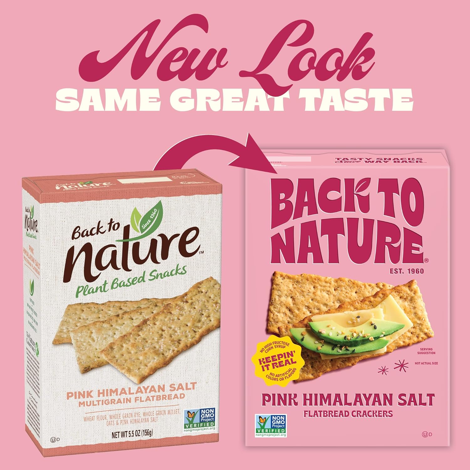 Back To Nature Flatbread Crackers, Pink Himalayan Salt, Kosher, Non-GMO, 5 Ounce (Pack of 6)