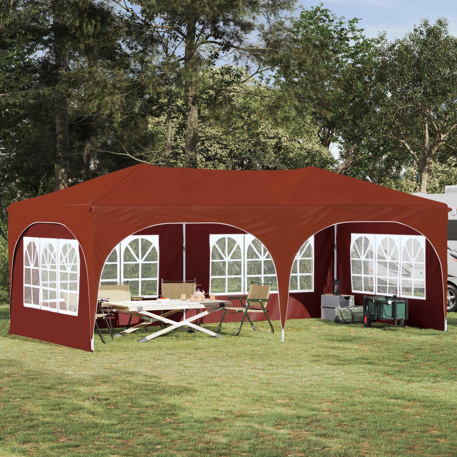 Tente Pop-up Terre Cuite 575x288 cm avec Hauteur Réglable