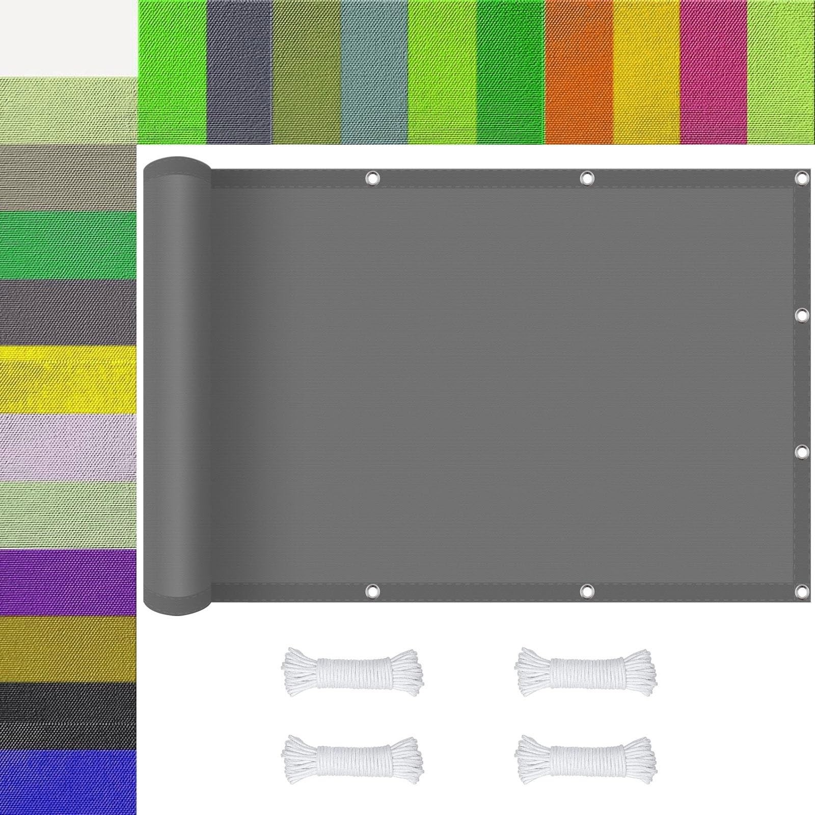 Voile d'ombrage robuste en tissu résistant gris clair 1.8x3.8m