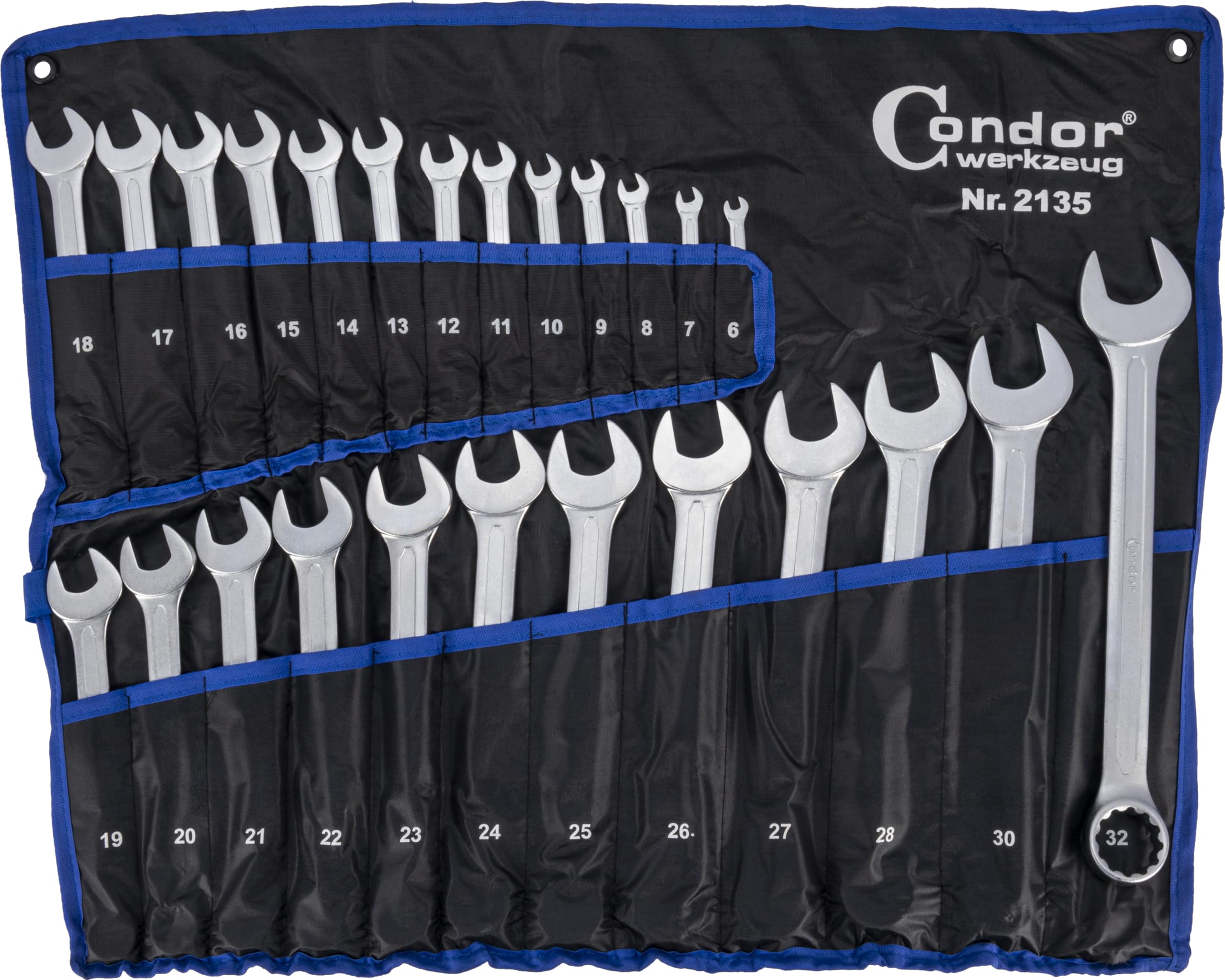 CONDOR Tool 2135 - Set di chiavi ad anello a forchetta, 25 pezzi, 6-32 mm, set di chiavi ad anello, set di chiavi inglesi, attrezzi professionali