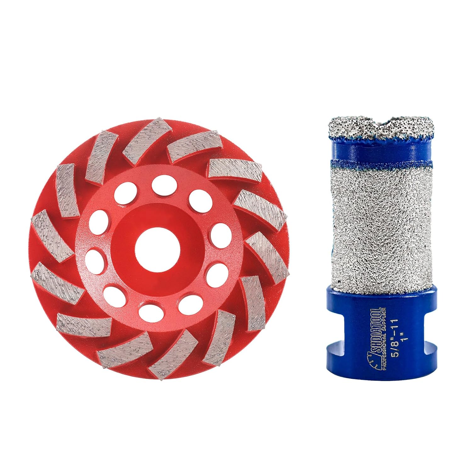 SHDIATOOL 5 Inch Concrete Turbo Row Diamond Grinding Cup Wheel Hard Masonry Marble Weld Turbo Cup Disc Fits 7/8 Inch Arbor