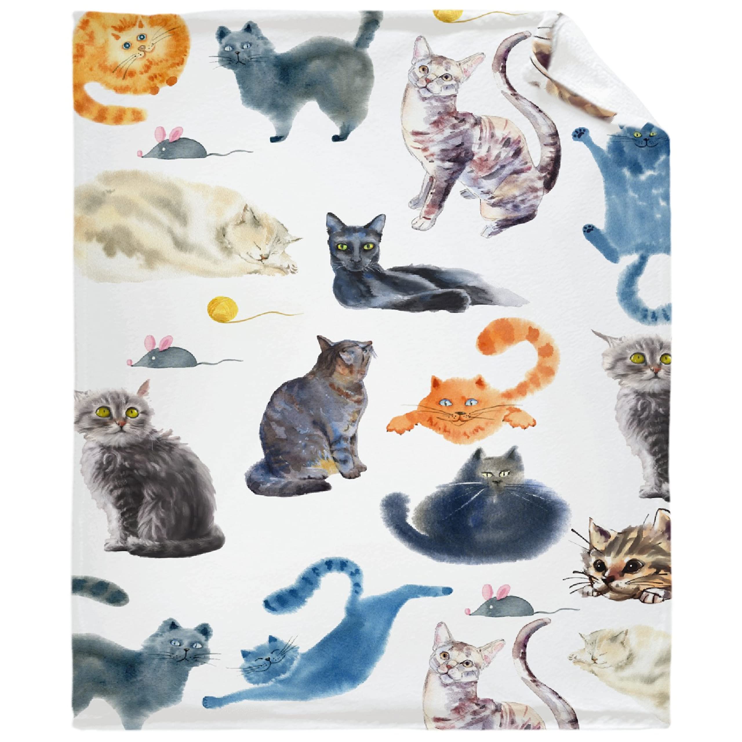 caimizogojocrz Vintage cat Kawaii Animal Hipster Lover Flannel Fleece Throw Blankets, Super Soft Cozy Blanket for Couch Chair Bed Sofa Office Teen or Nap Size 50