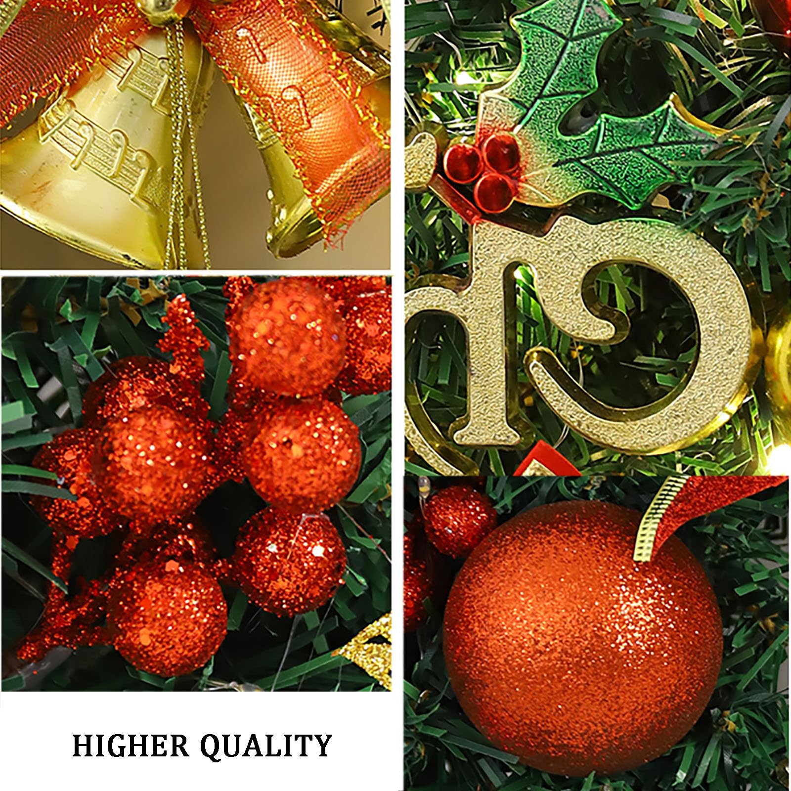 Christmas Wreath for Front Door, 40cm/50cm/60cm Red and Gold