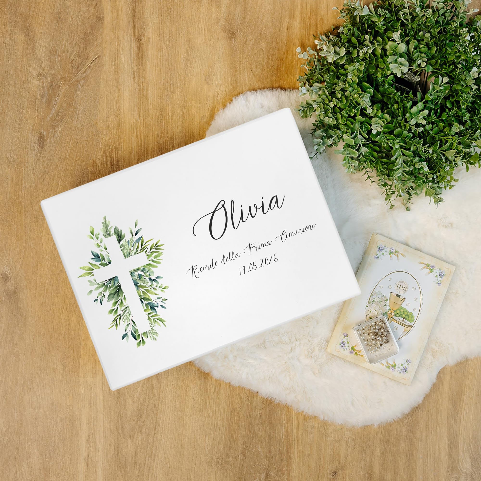 Creative Deco Prima Comunione Scatola di Regalo Personalizzato | Scatola della Memoria in Legno per Bambino/Bambina | Personalizzata - Bambino con Capelli Chiari | Incisione | per Ragazzo e Ragazza