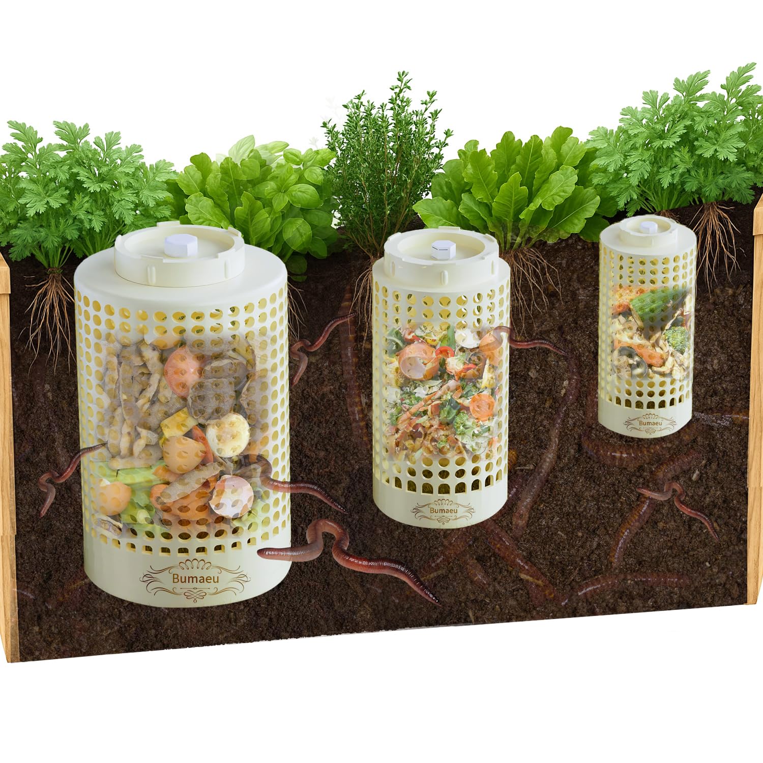 Bumaeu 3-Piece Underground Worm Farm