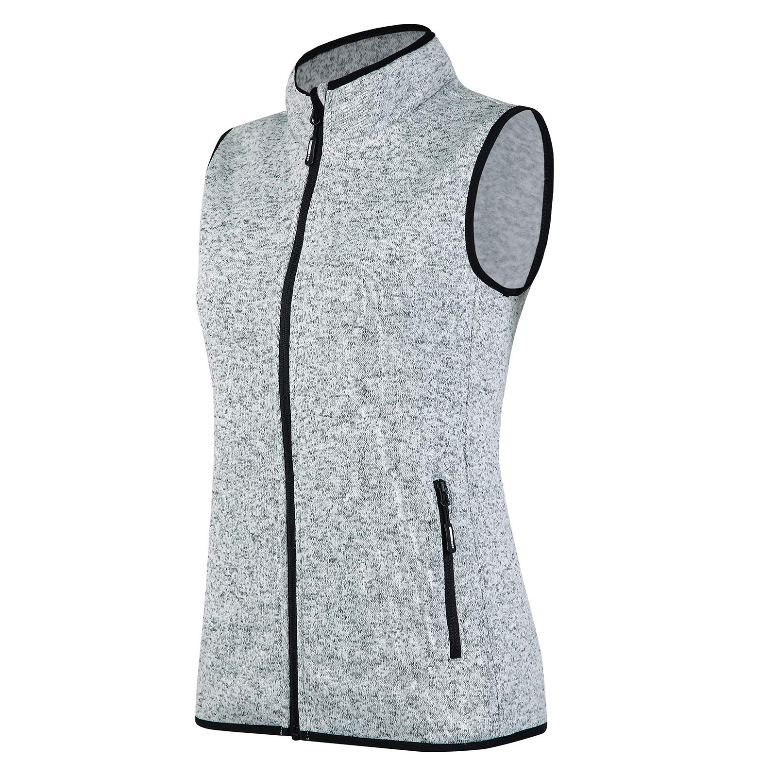 Zip Up Womens Vest with Zipper Pockets Athletic Sweater Fleece Vest Sleeveless Sweater Jacket