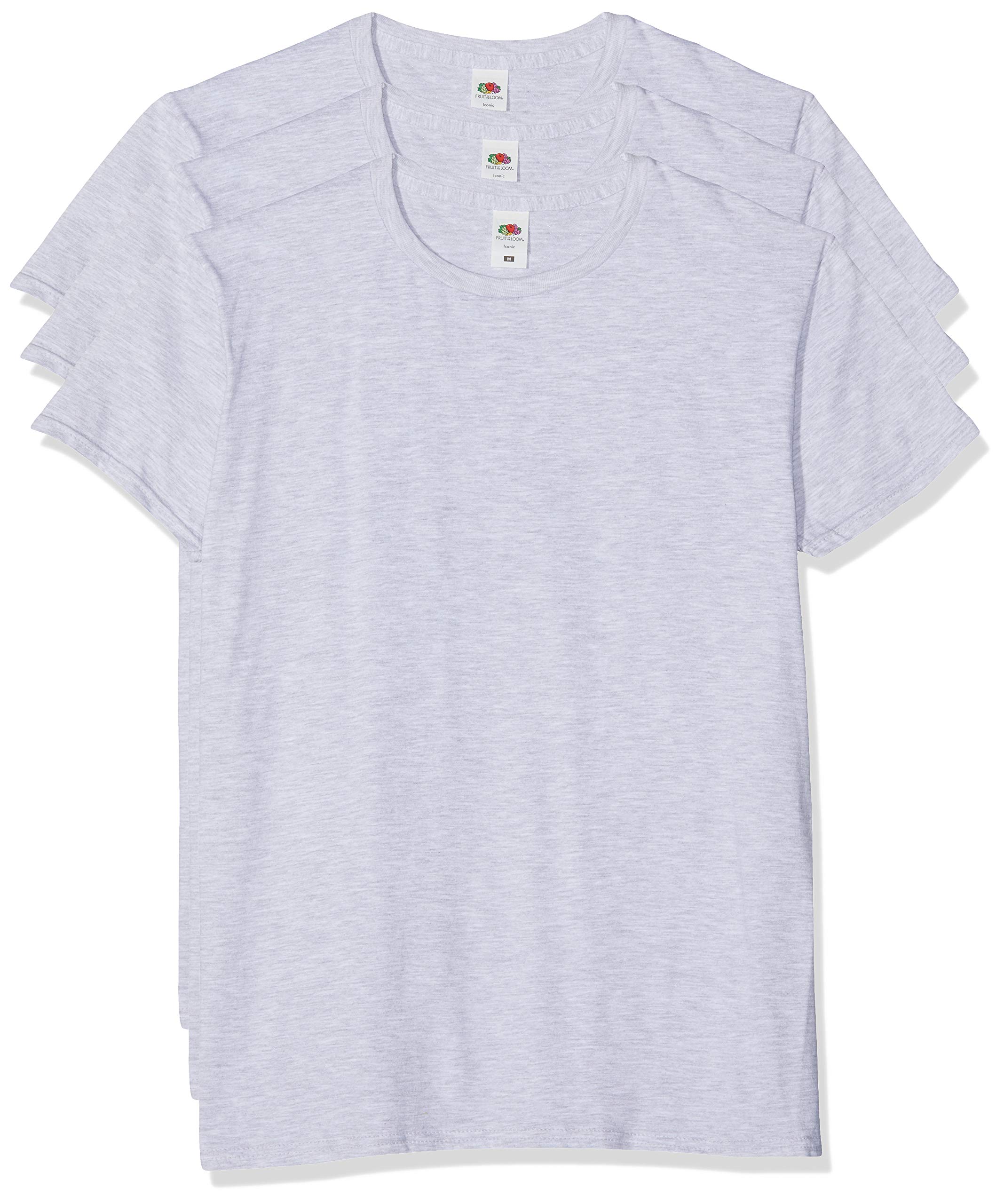 Fruit Of The Loom Men's Grey (Heather Grey 94) Iconic, Lightweight Ringspun Tee, 3 Pack T-Shirt, Medium (Size:m) (Pack Of 3)