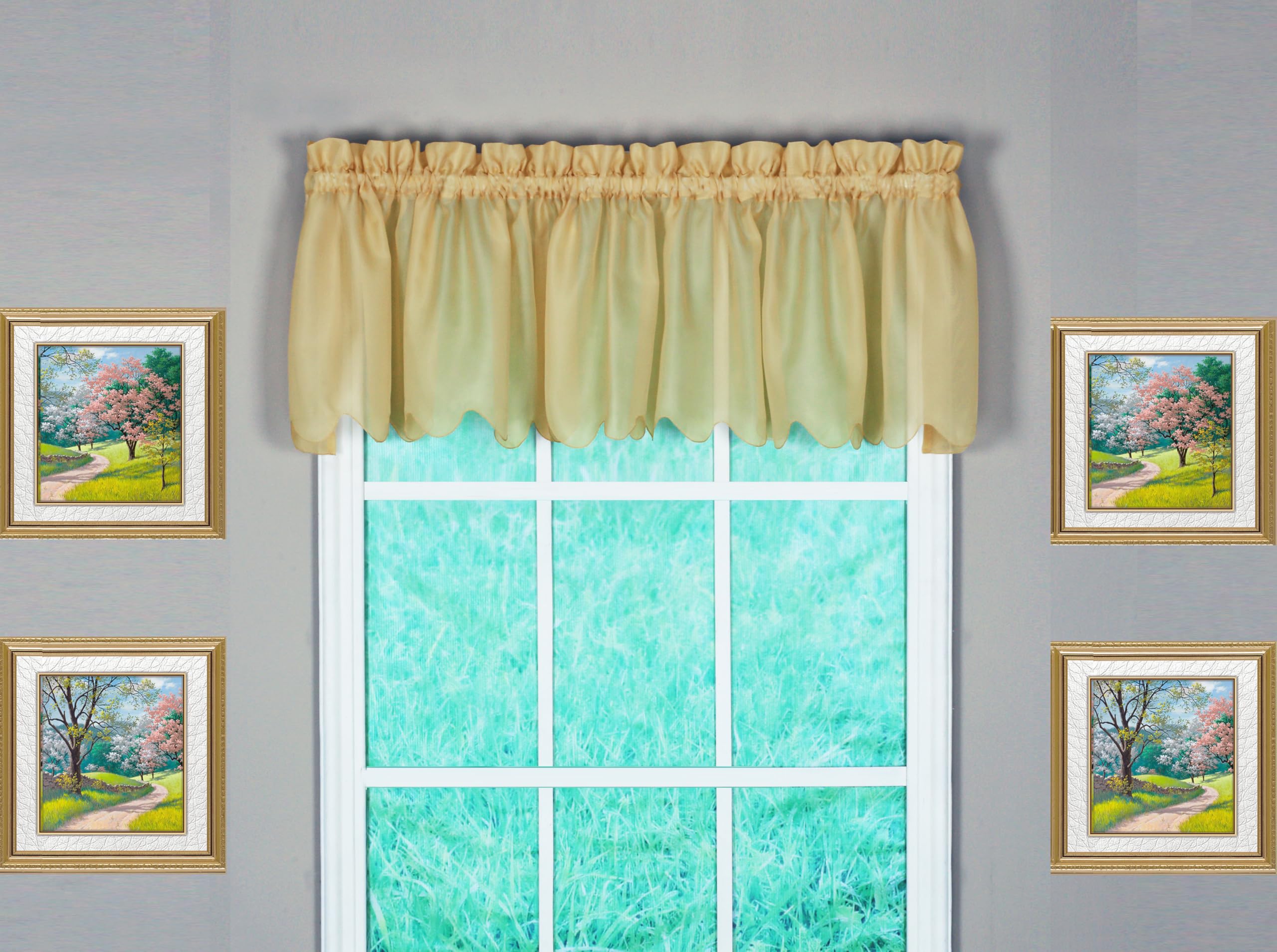 Today's Curtain Emelia Original Voile Valance 14", Gold, 60" W x 14" L